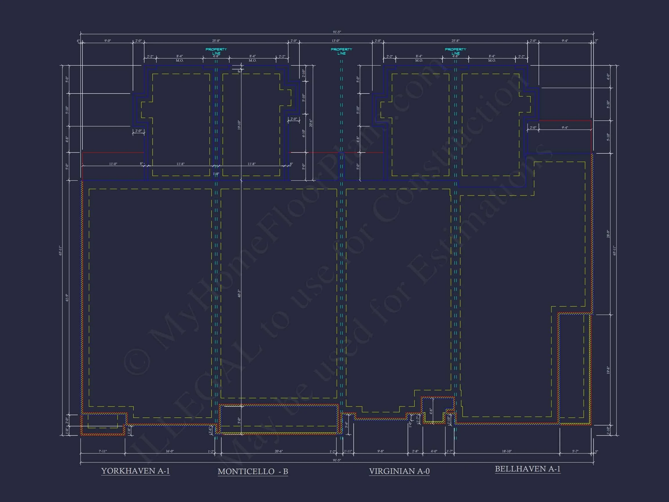 8-1395 BLDG 3 TOWNHOUSE PLAN -Colonial Revival Home Plan - 3-Bed, 2-Bath, 1,942 SF 13 Colonial Revival Townhome CAD Floor Plan & Rear Entry Garage