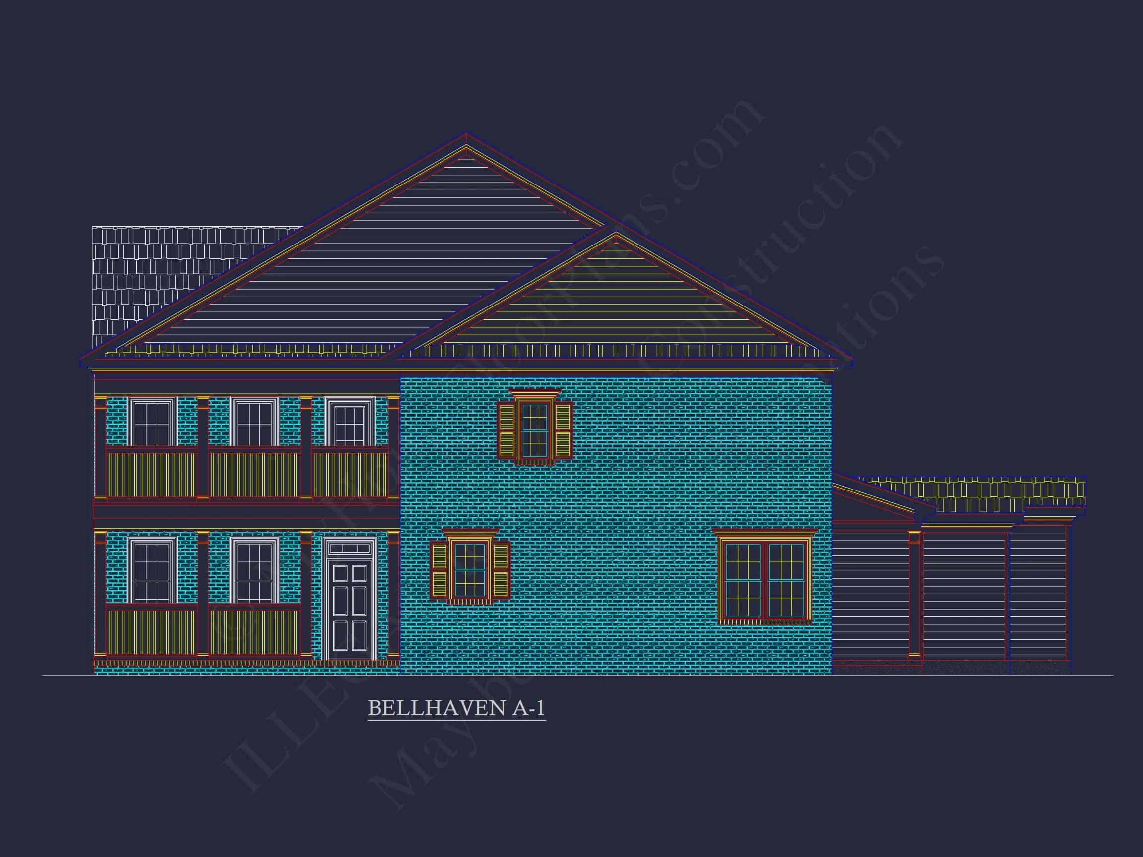 8-1395 BLDG 3 TOWNHOUSE PLAN -Colonial Revival Home Plan - 3-Bed, 2-Bath, 1,942 SF 14 Colonial Revival Townhome CAD Floor Plan & Rear Entry Garage