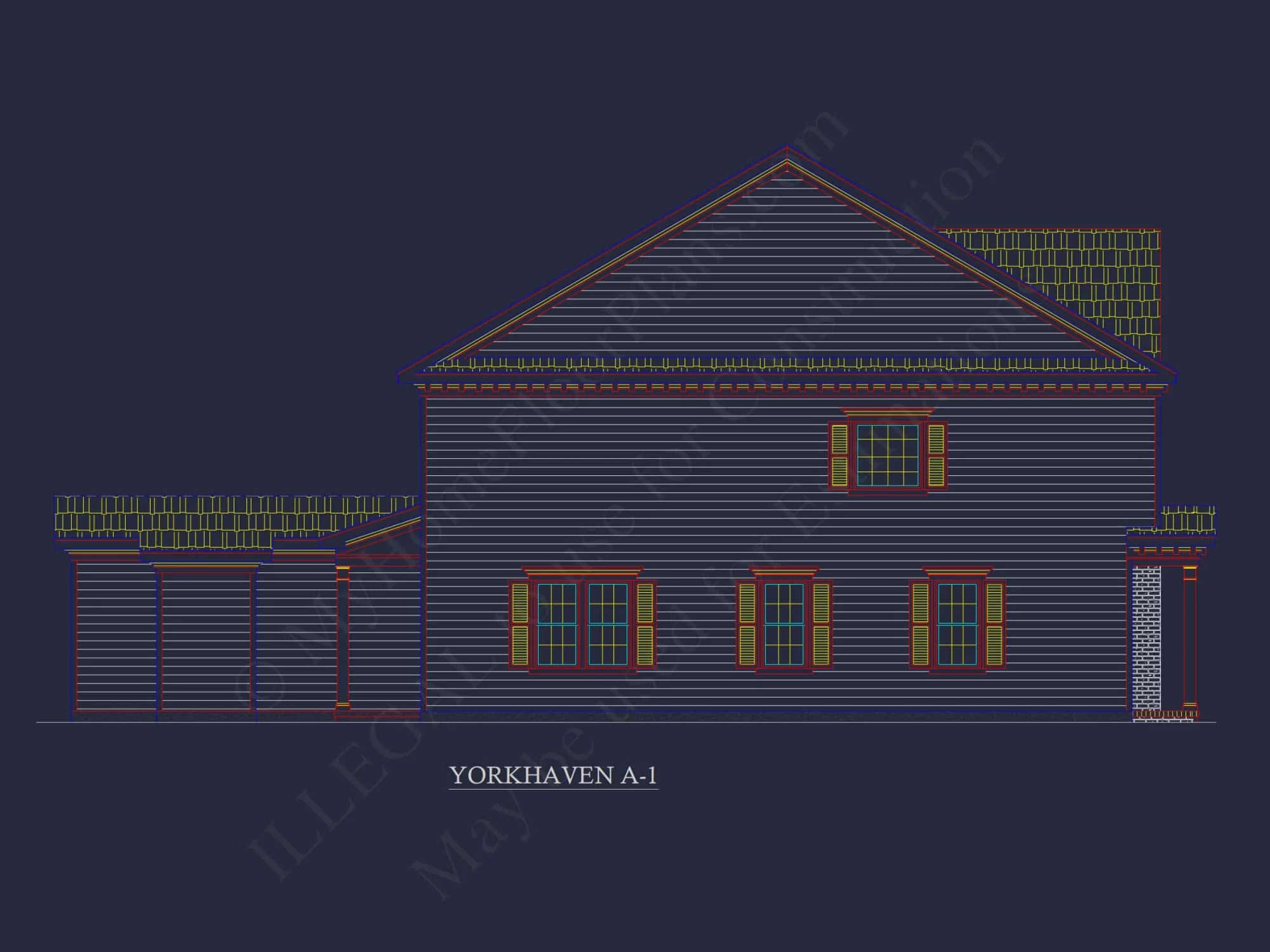 Colonial Revival Townhome CAD Floor Plan & Rear Entry Garage