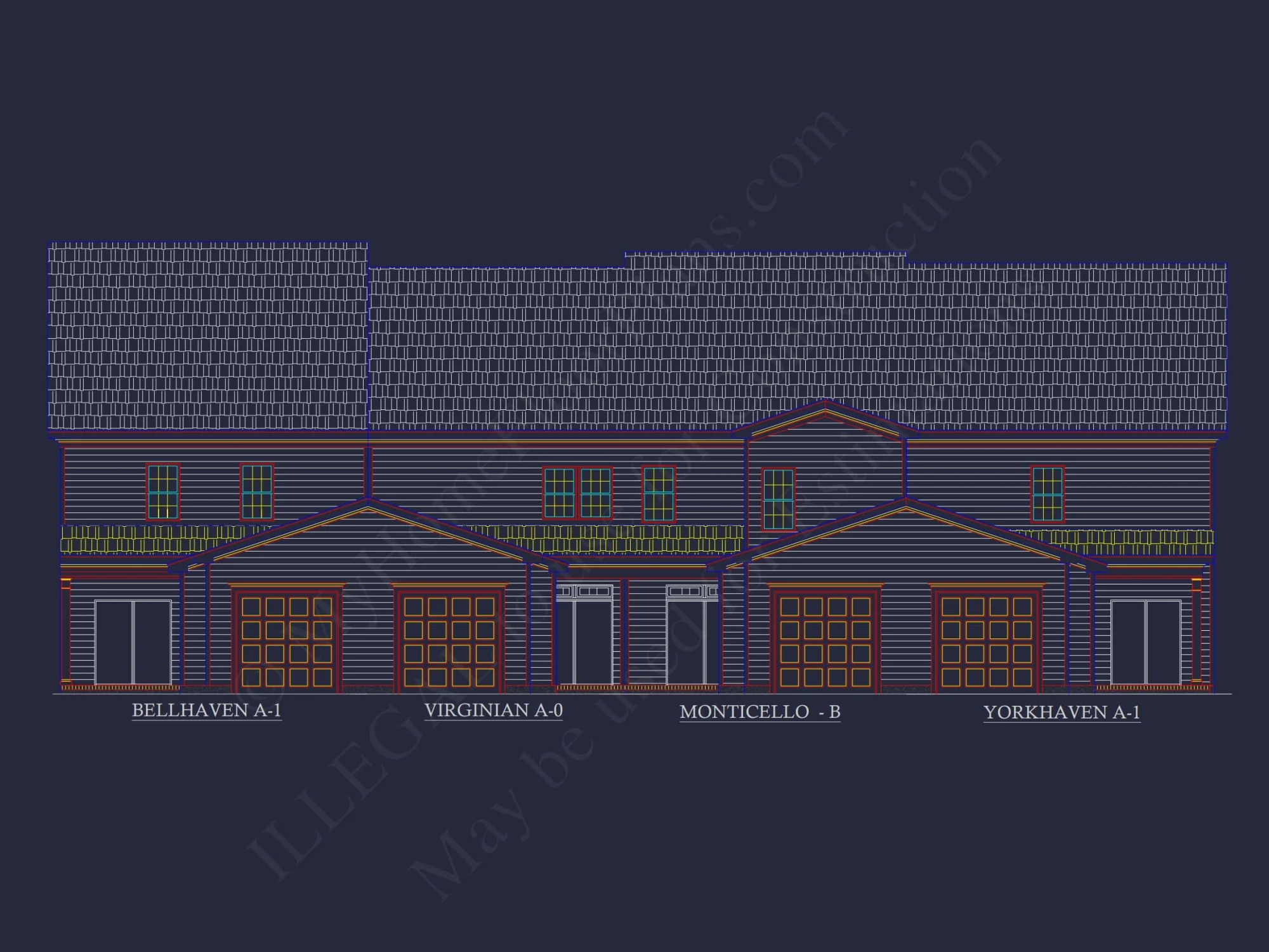 Colonial Revival Townhome CAD Floor Plan & Rear Entry Garage