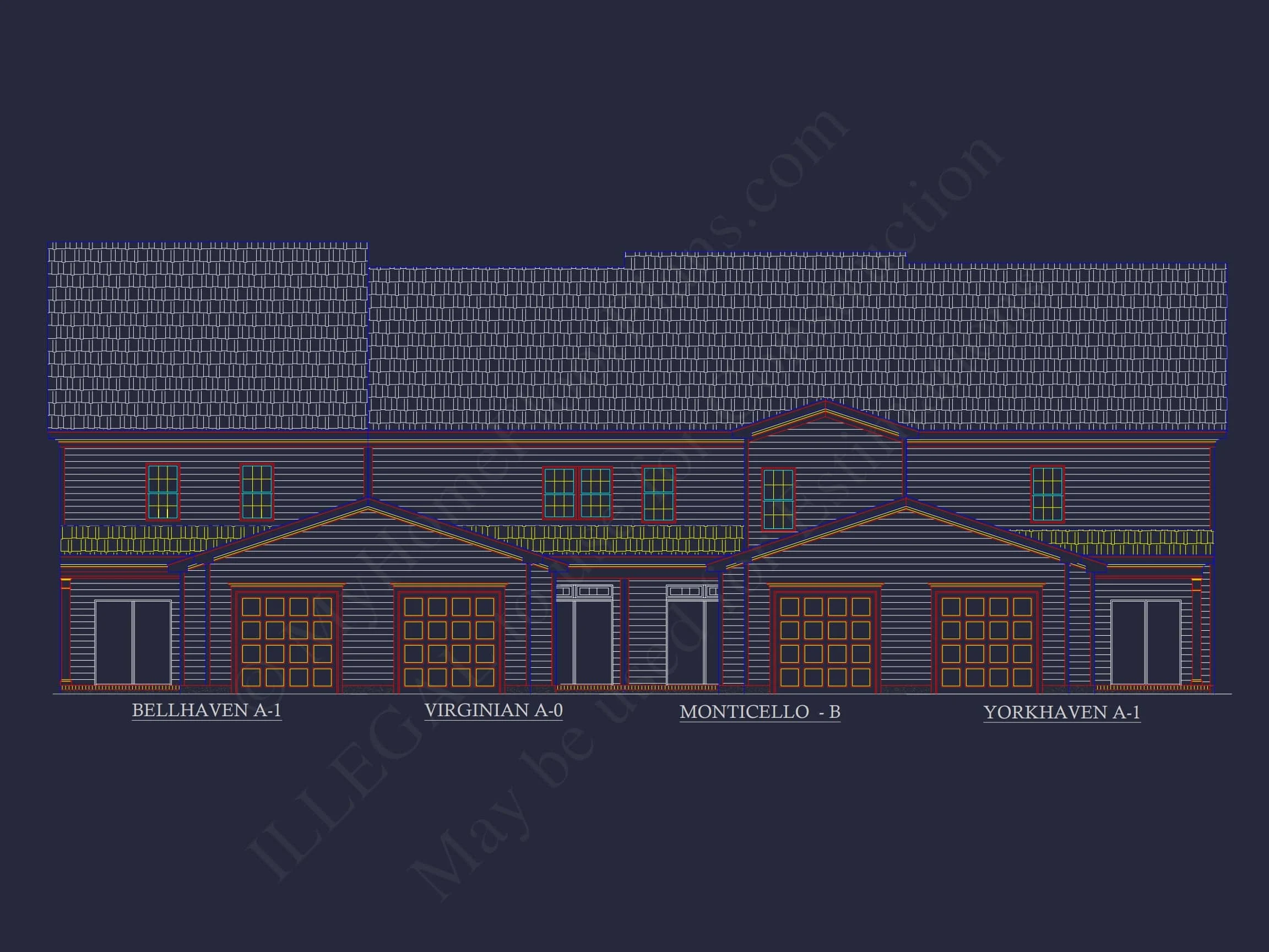 8-1395 BLDG 3 TOWNHOUSE PLAN -Colonial Revival Home Plan - 3-Bed, 2-Bath, 1,942 SF 16 Colonial Revival Townhome CAD Floor Plan & Rear Entry Garage