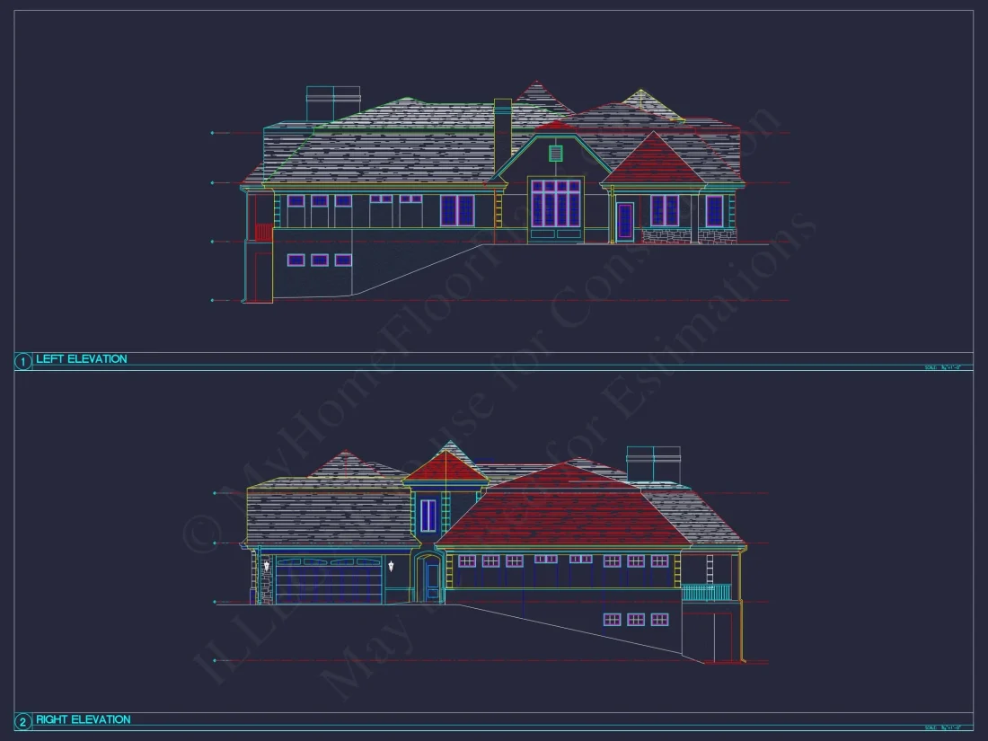 Luxury Triplex House Plan with Modern CAD Designs & Spacious Layout