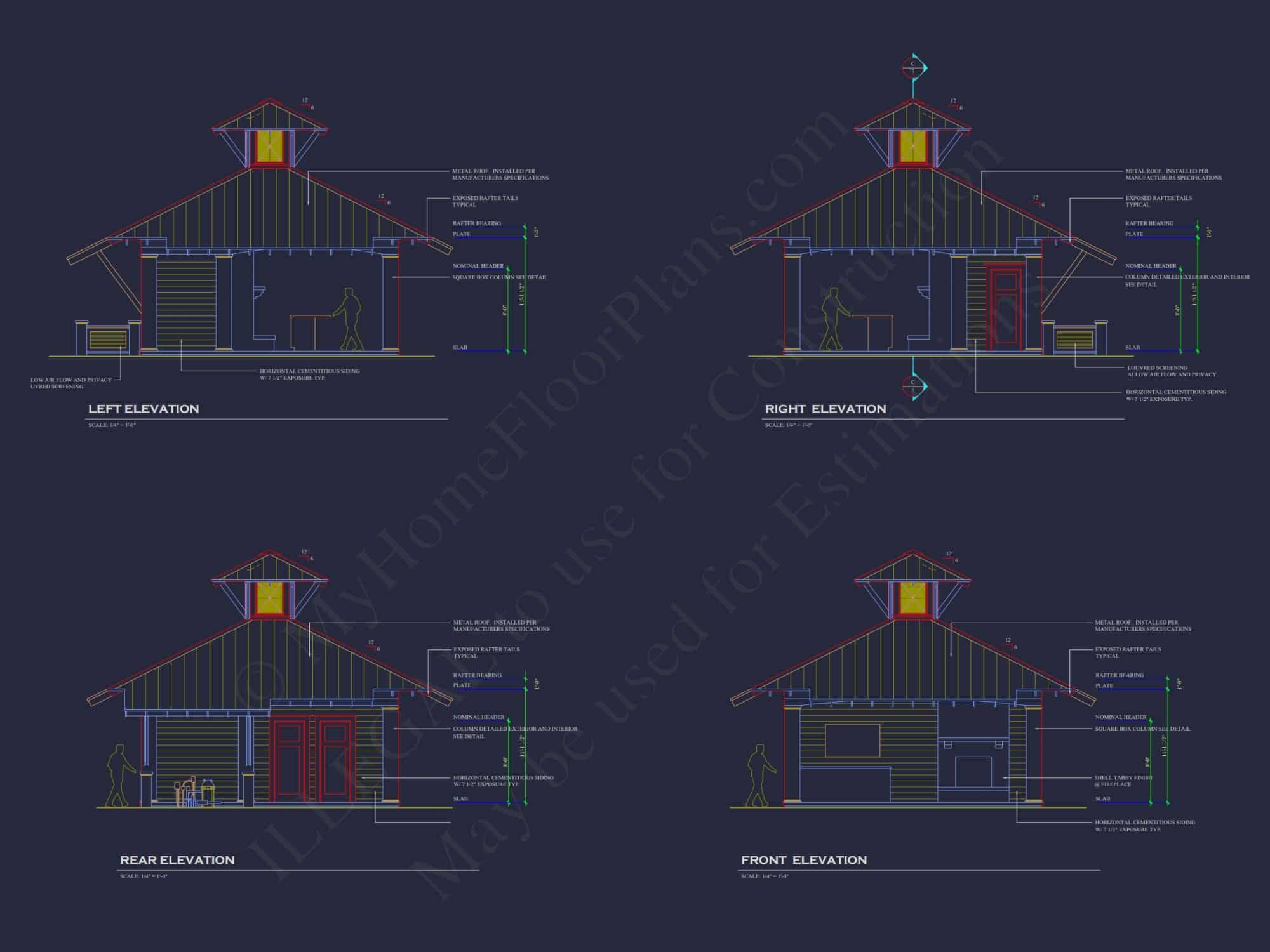 Pool Clubhouse Design Coastal Home Plan - 2-Bed, 2-Bath, 1,287 SF