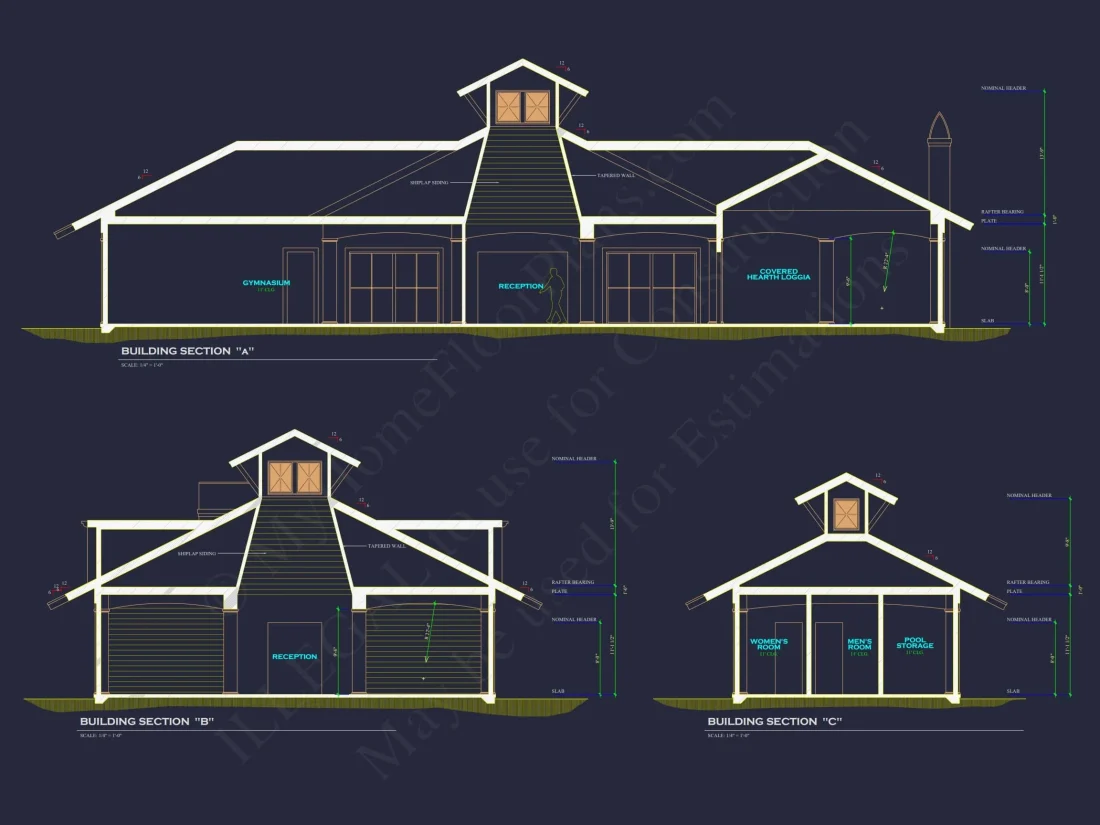 Modern Pool and Clubhouse Floor Plan with CAD Designs