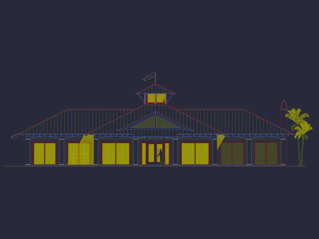 Modern Pool and Clubhouse Floor Plan with CAD Designs