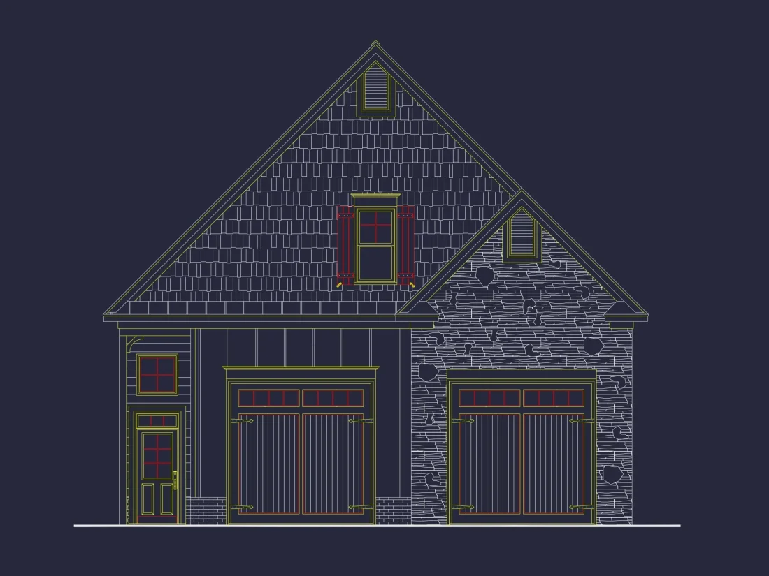 Modern Garage & Workshop Home Plan with 2 Floors in CAD