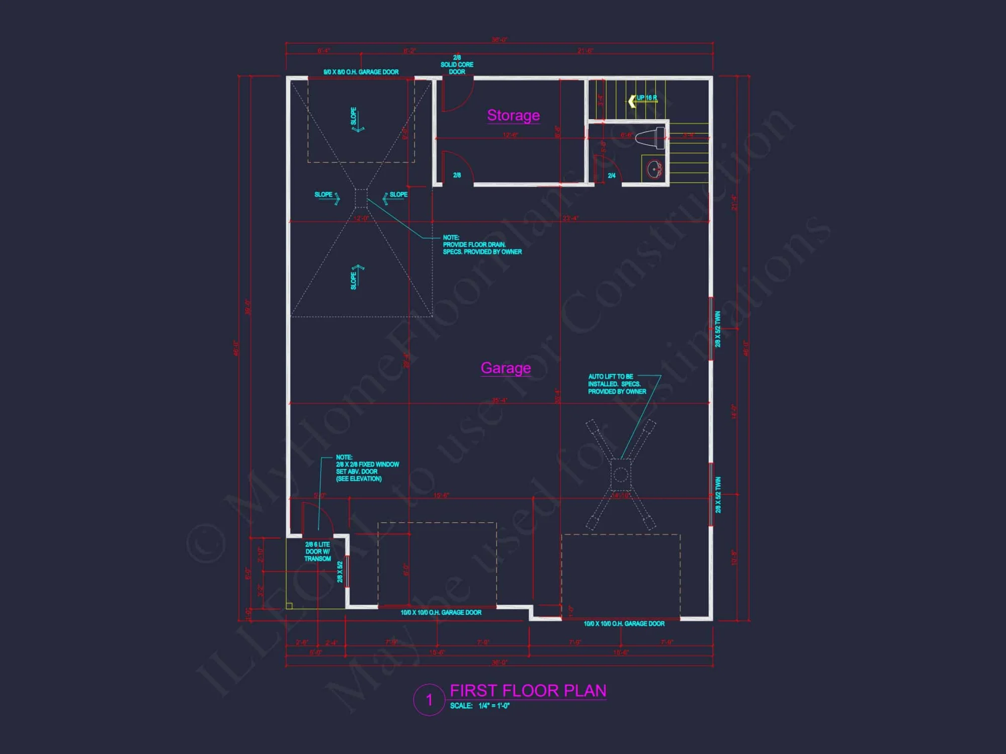 Modern Garage & Workshop Home Plan with 2 Floors in CAD