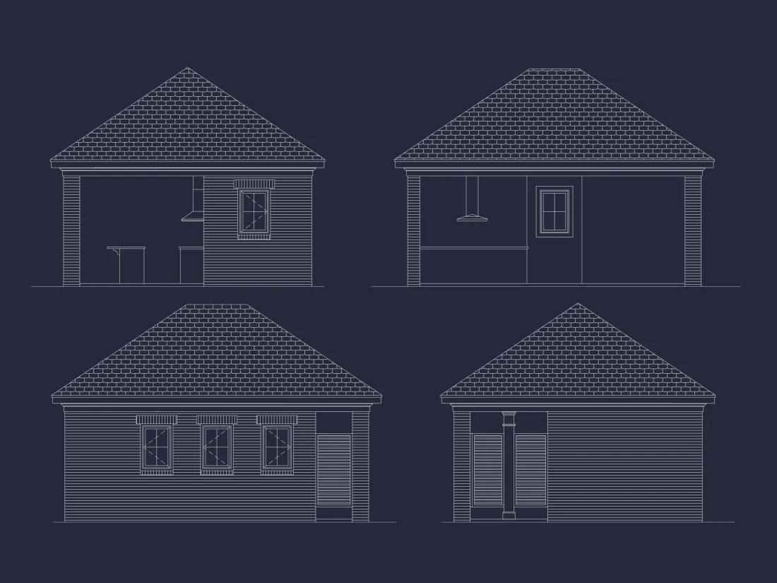 Stylish Pool House Floor Plan with Outdoor Kitchen and Lanai