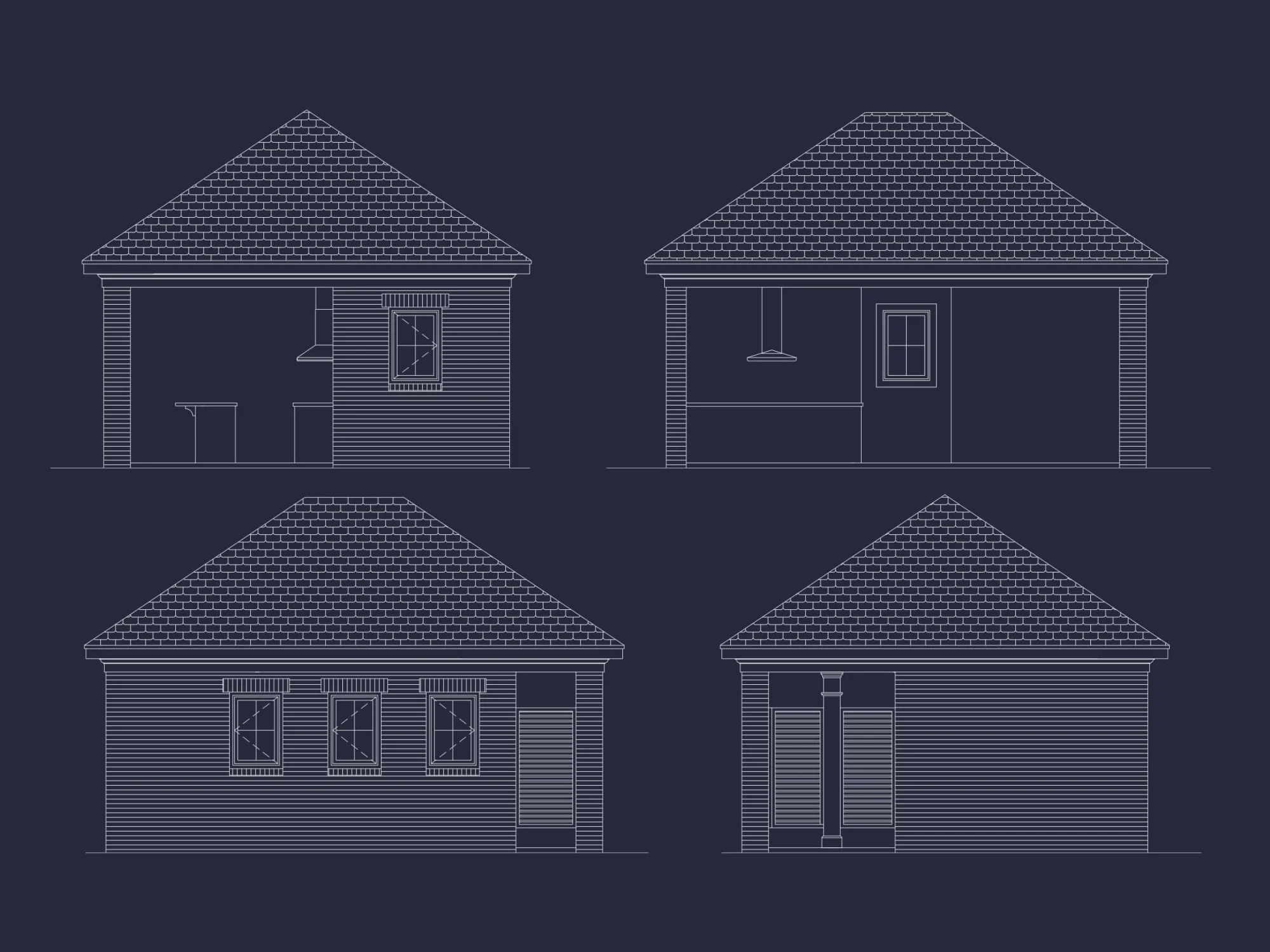 Stylish Pool House Floor Plan with Outdoor Kitchen and Lanai