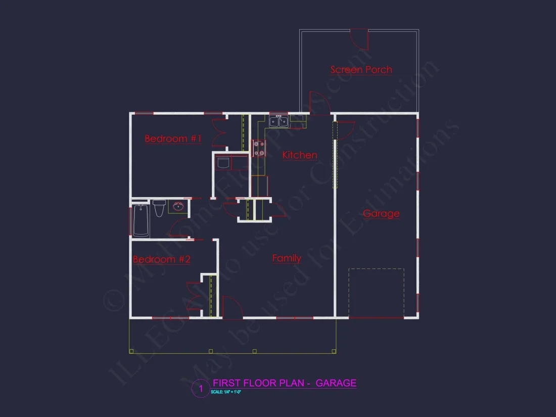 Efficient Small Home Plan with Garage – Floor Plan CAD & Designs
