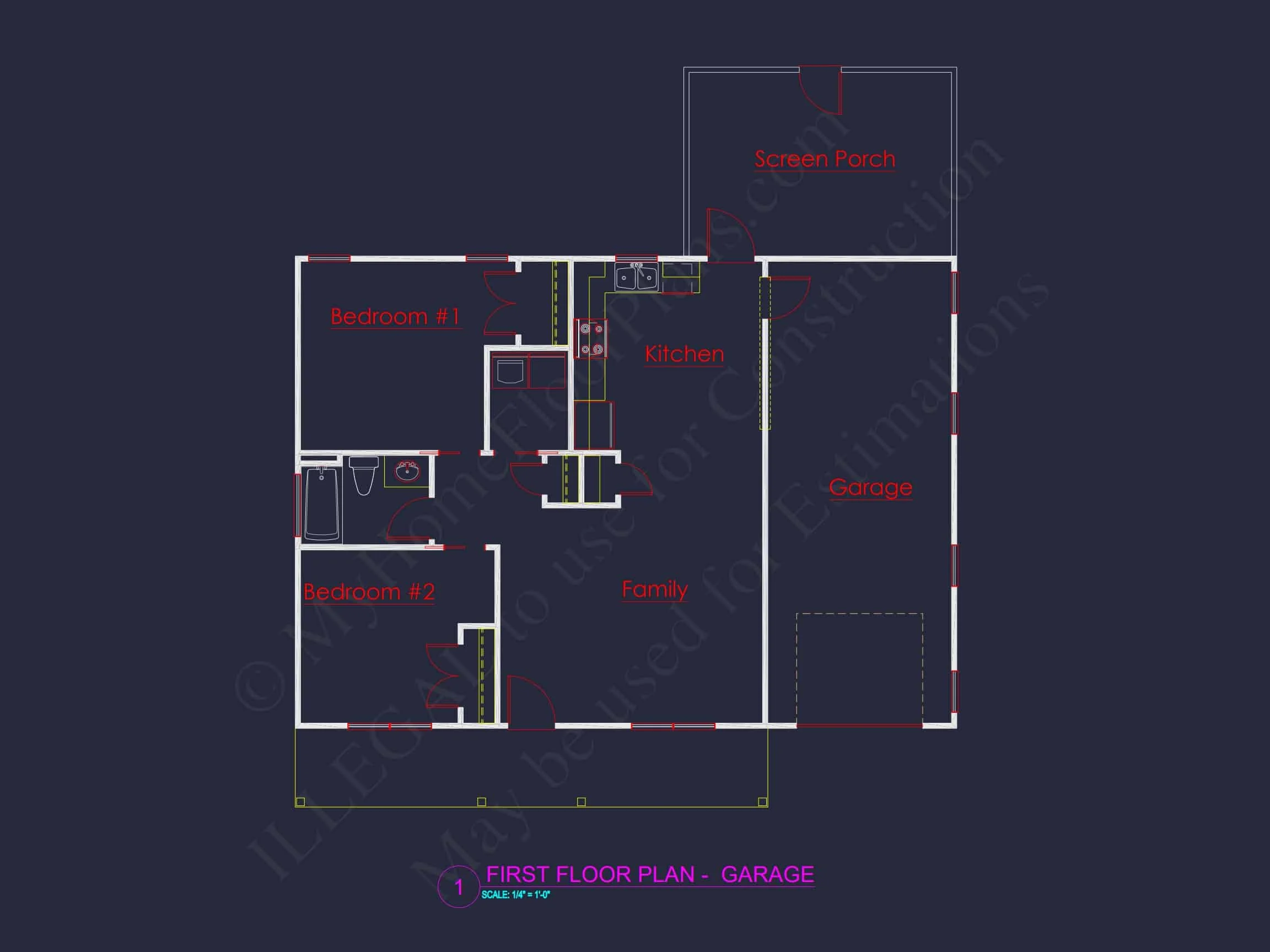 19-1698 GUEST HOUSE PLAN - Efficient Small House Plan with Garage – Floor Plan CAD & Designs 7 Efficient Small Home Plan with Garage – Floor Plan CAD & Designs
