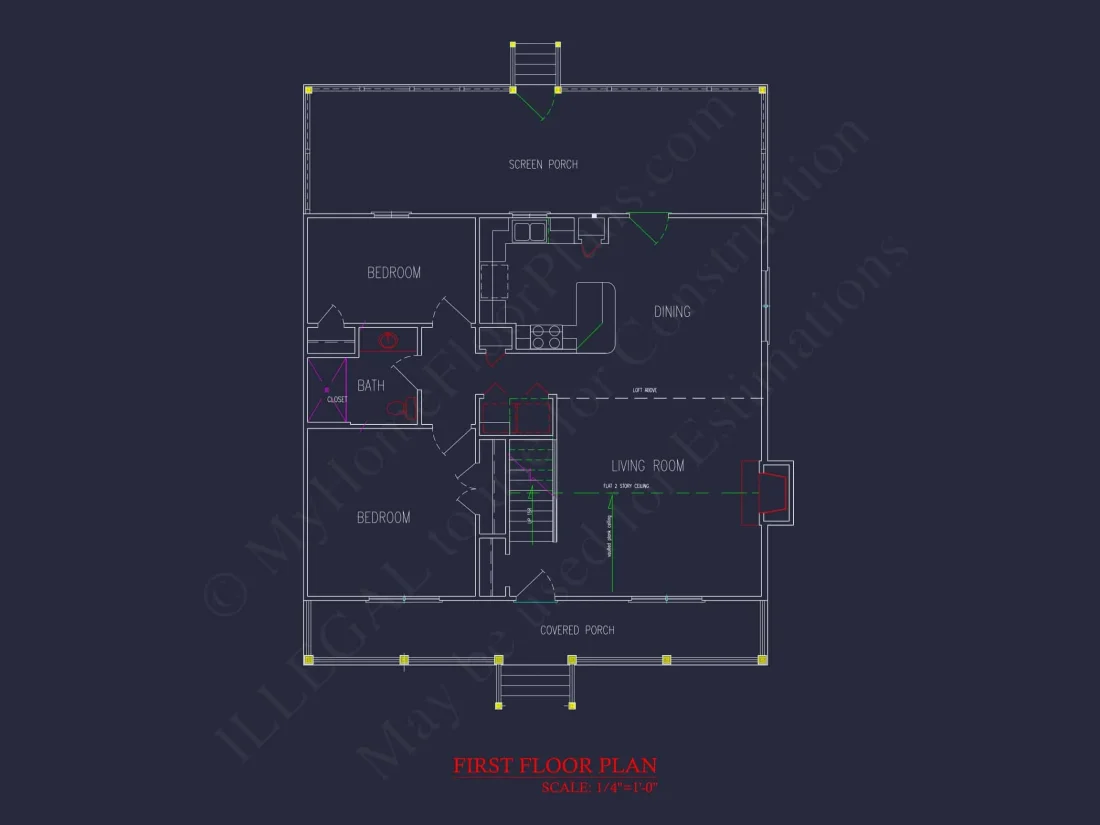 Elegant Home Plan & Floor Design 2-Bedroom Classic Blueprint