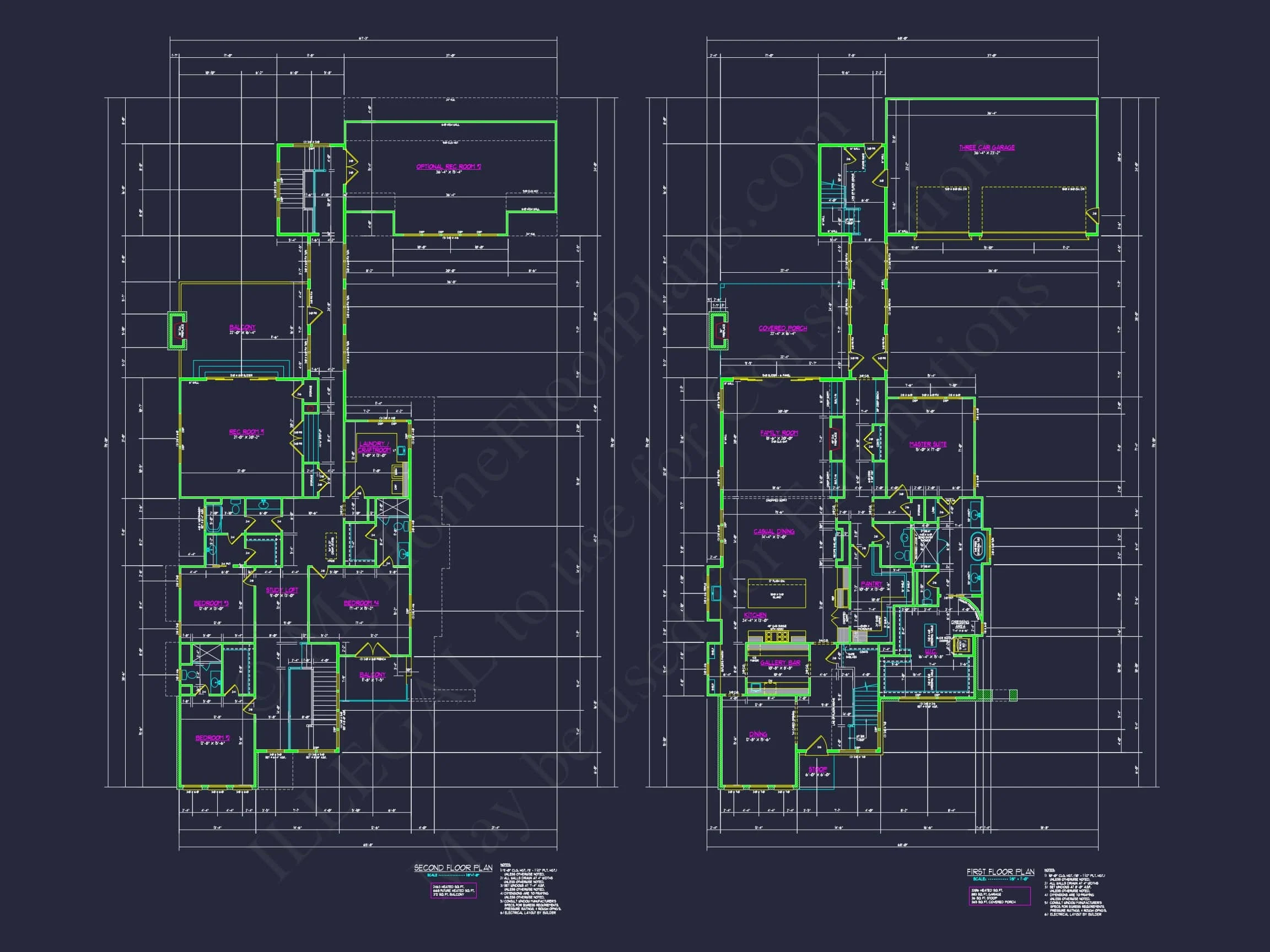 20-1231 HOUSE PLAN - Custom House Plan | 2-Story Floor Plans with CAD Designs 5 Custom 2-Story House Plan with Colonial Revival Design & CAD Blueprints