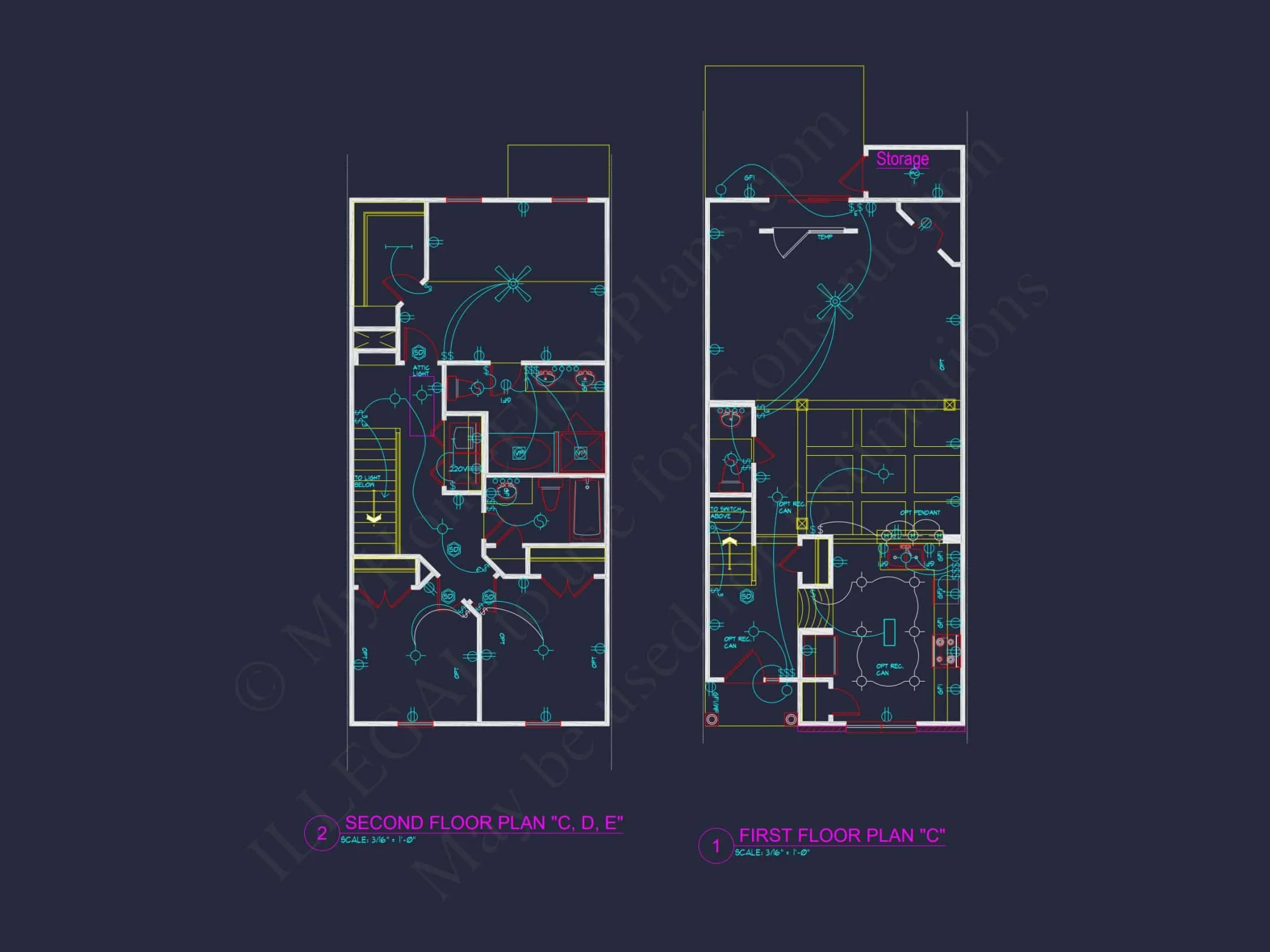 Modern 2-Story Townhome Floor Plan with Open Layout and CAD Blueprints