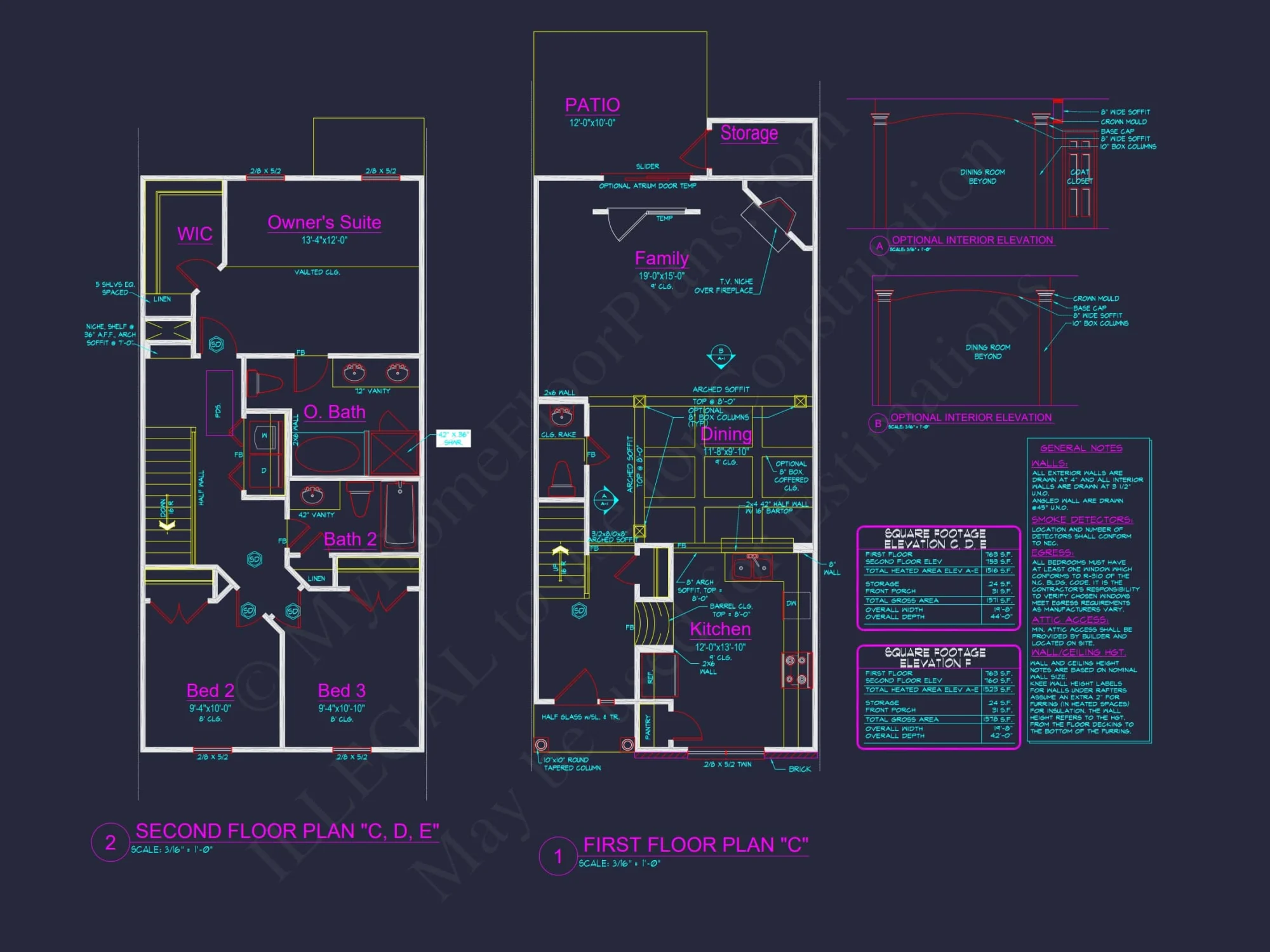 Modern 2-Story Townhome Floor Plan with Open Layout and CAD Blueprints