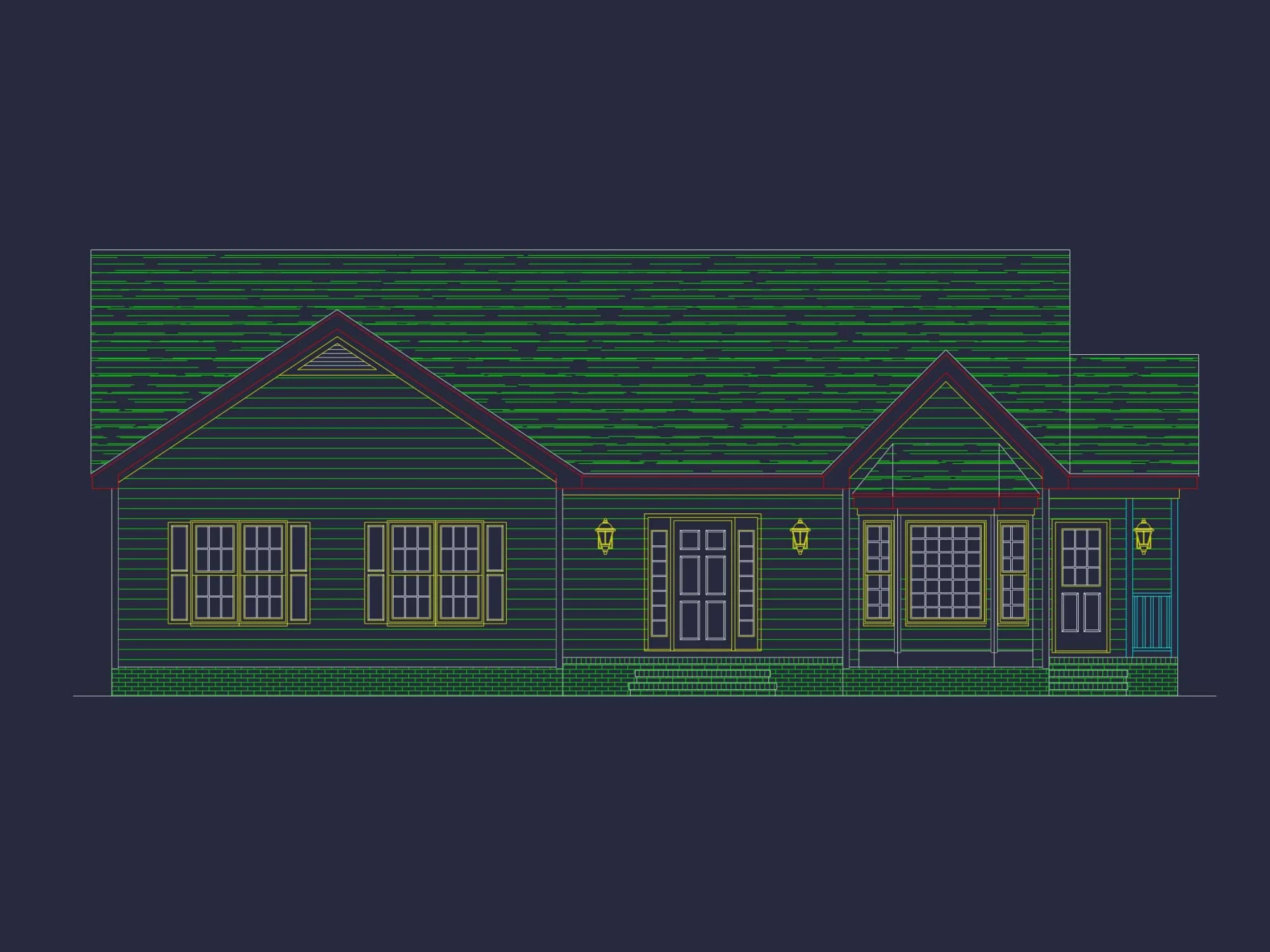 Traditional Home Plan Functional One-Story Layout with CAD Blueprints