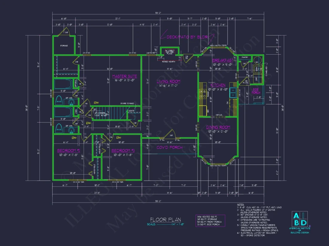 Traditional Home Plan Functional One-Story Layout with CAD Blueprints