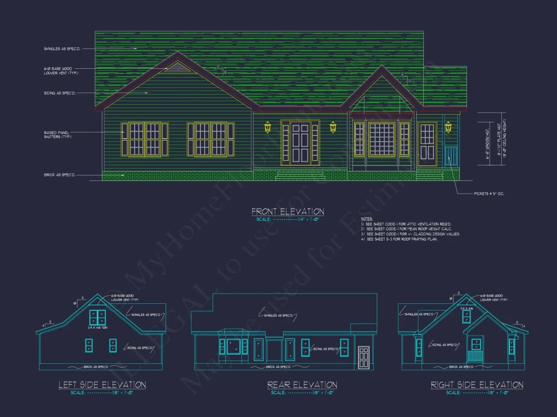 Traditional Home Plan Functional One-Story Layout with CAD Blueprints