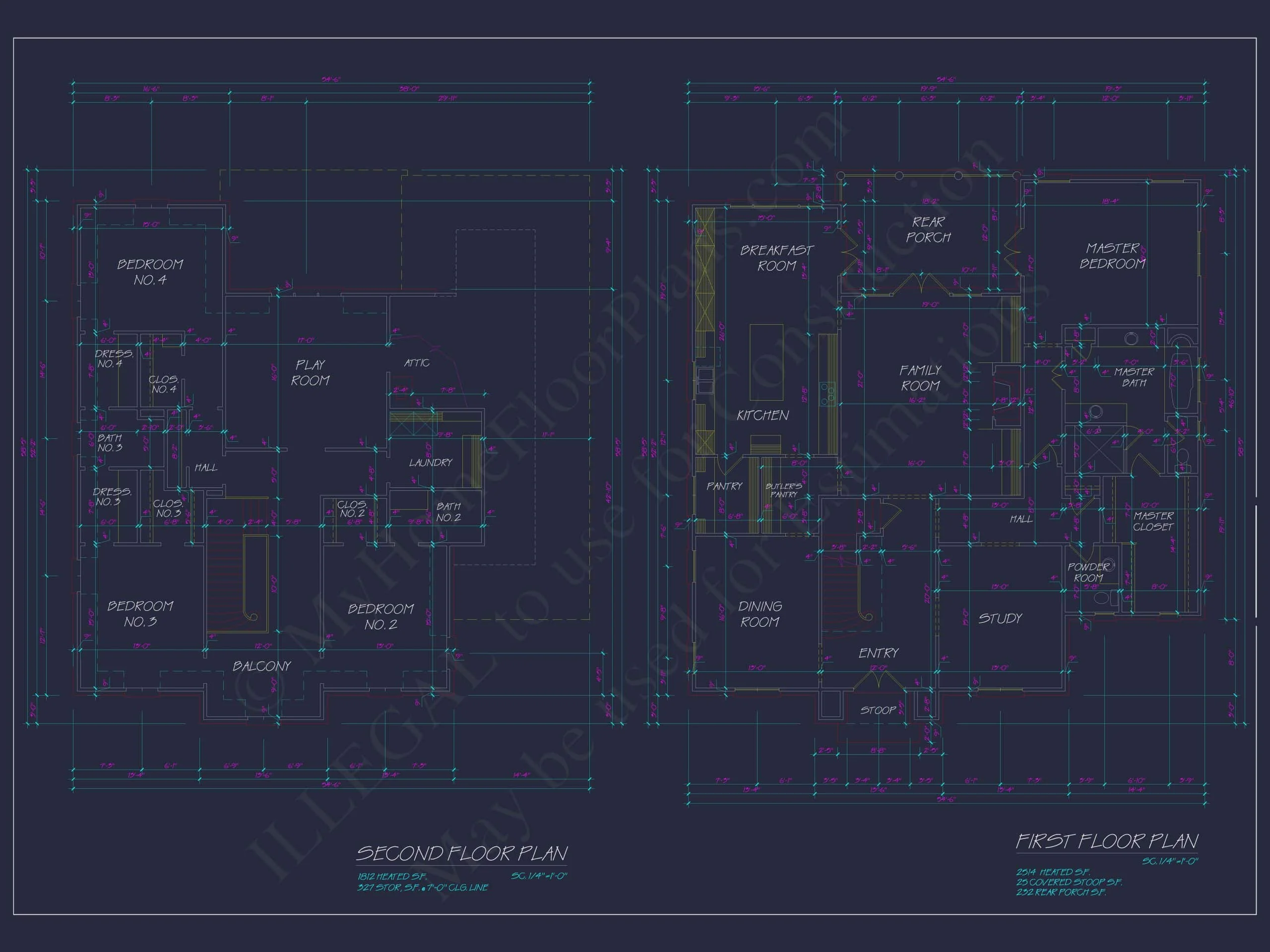 8-1100 HOUSE PLAN - French Provincial Home Plan - 4-Bed, 3-Bath, 3,200 SF 6 3-Story House Plan with Basement, Balcony & Open Floor Layout