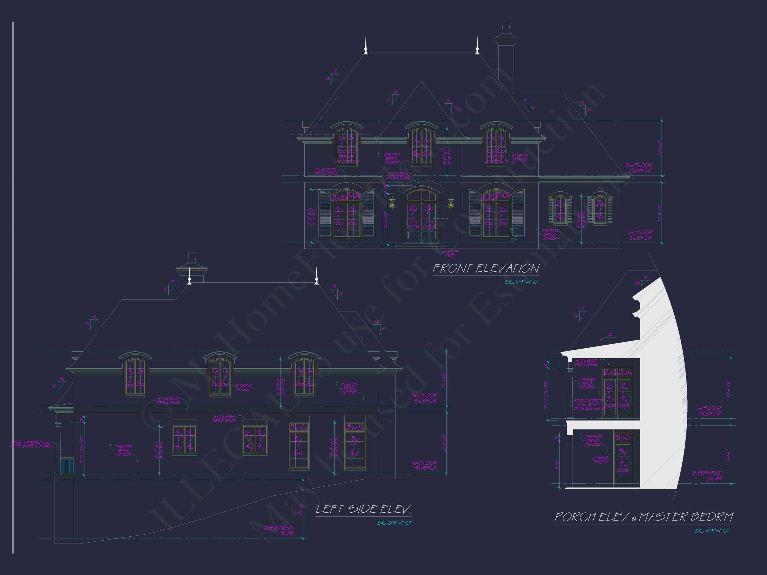 8-1100 HOUSE PLAN - French Provincial Home Plan - 4-Bed, 3-Bath, 3,200 SF 8 3-Story House Plan with Basement, Balcony & Open Floor Layout