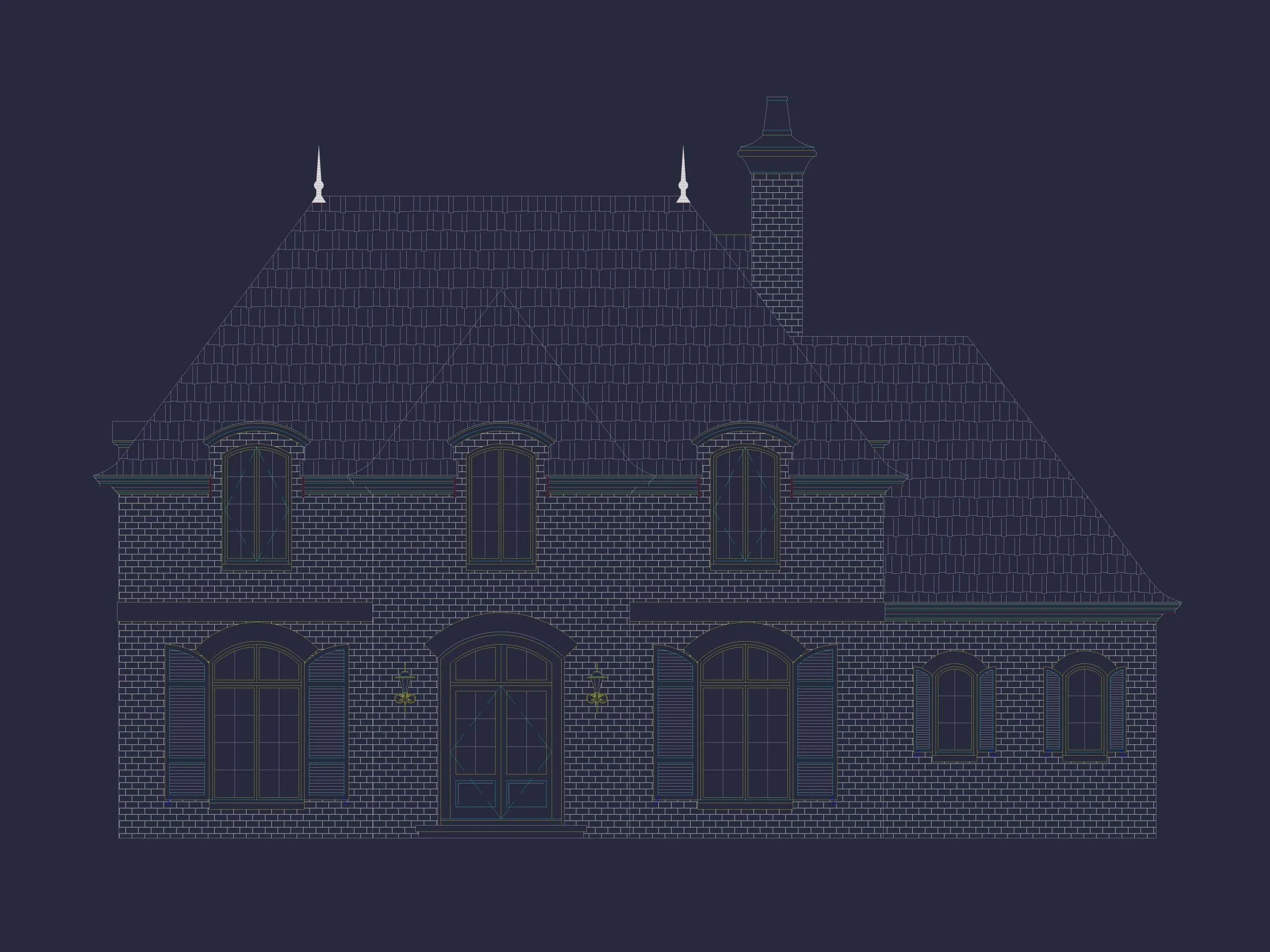 8-1100 HOUSE PLAN - French Provincial Home Plan - 4-Bed, 3-Bath, 3,200 SF 3 3-Story House Plan with Basement, Balcony & Open Floor Layout