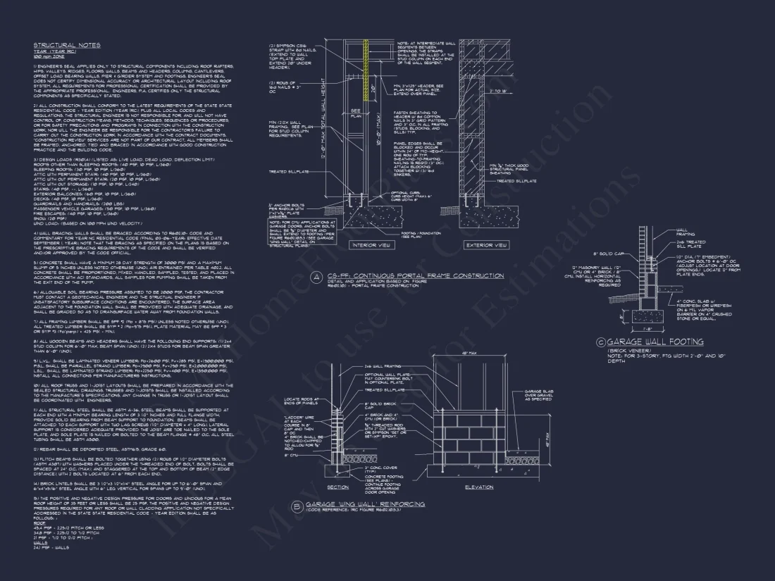 Modern Suburban Garage Plan and Blueprint for House Design