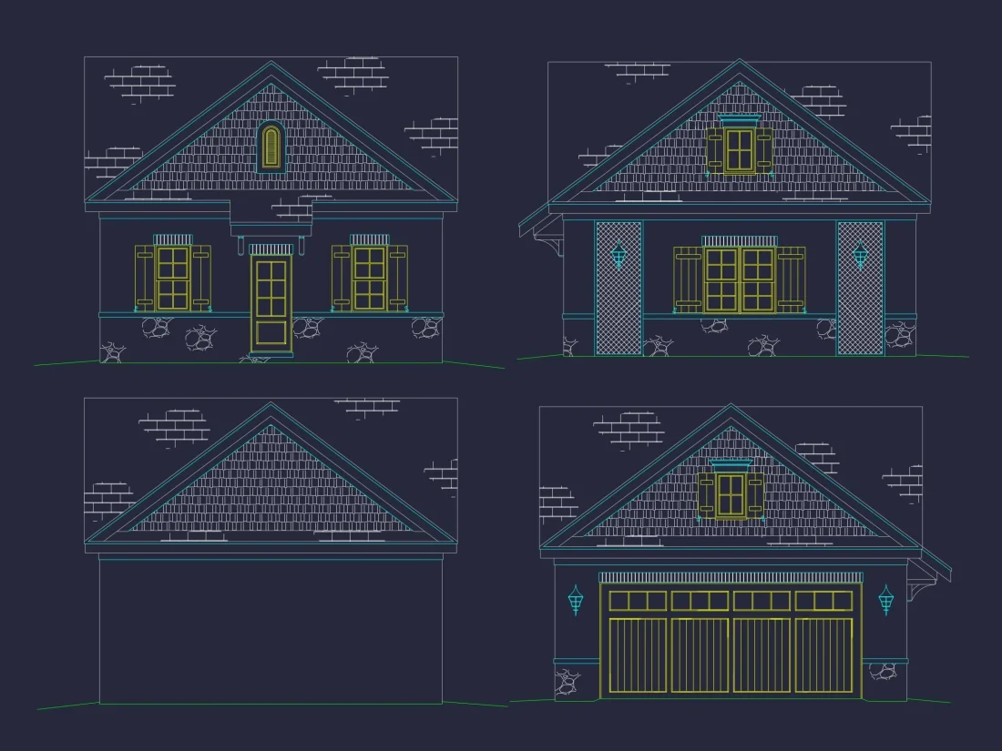 Modern Suburban Garage Plan and Blueprint for House Design