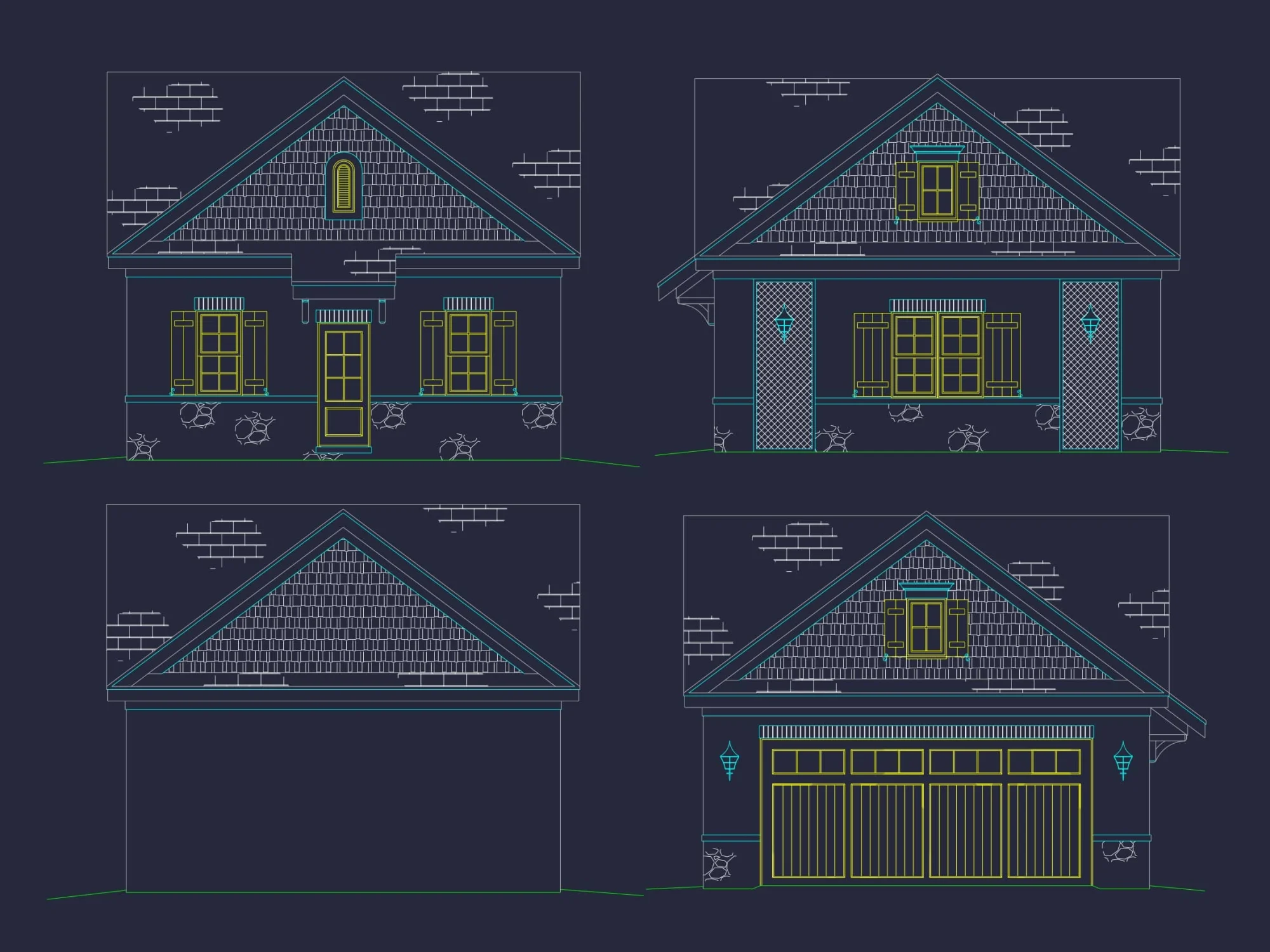 Modern Suburban Garage Plan and Blueprint for House Design