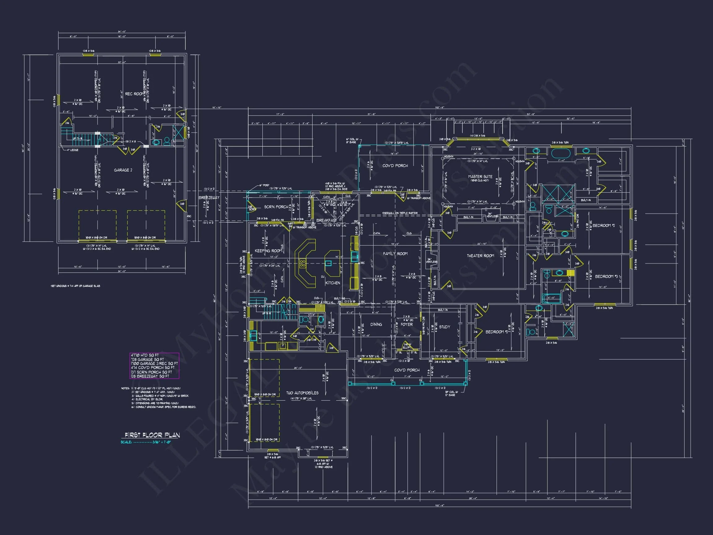 Luxury House Plan with Spacious Floor Plan, CAD Designs & Blueprint