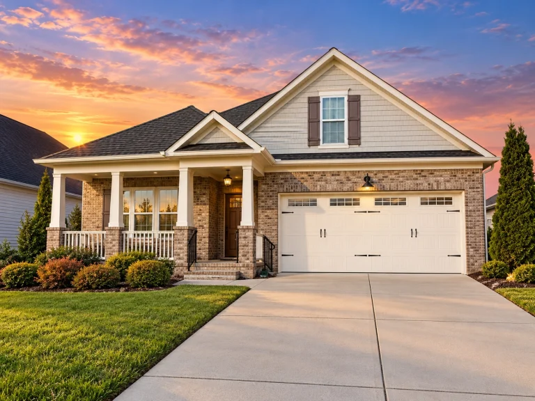 Modern Farmhouse House Plans 16 Craftsman traditional home exterior with brick facade, front porch, and gable roof