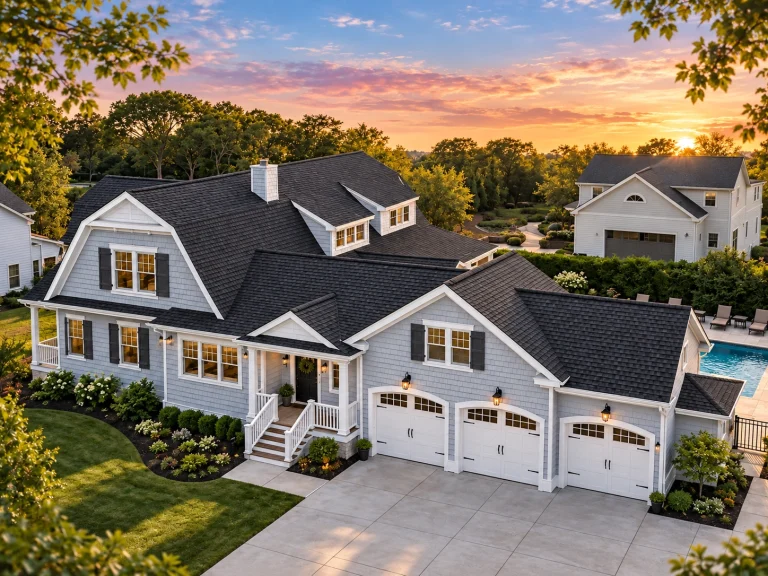 Rustic Farmhouse House Plans 21 Front elevation of a Shingle Style Cape Cod home with white cedar shake and horizontal lap siding, symmetrical dormers, and a covered entry porch