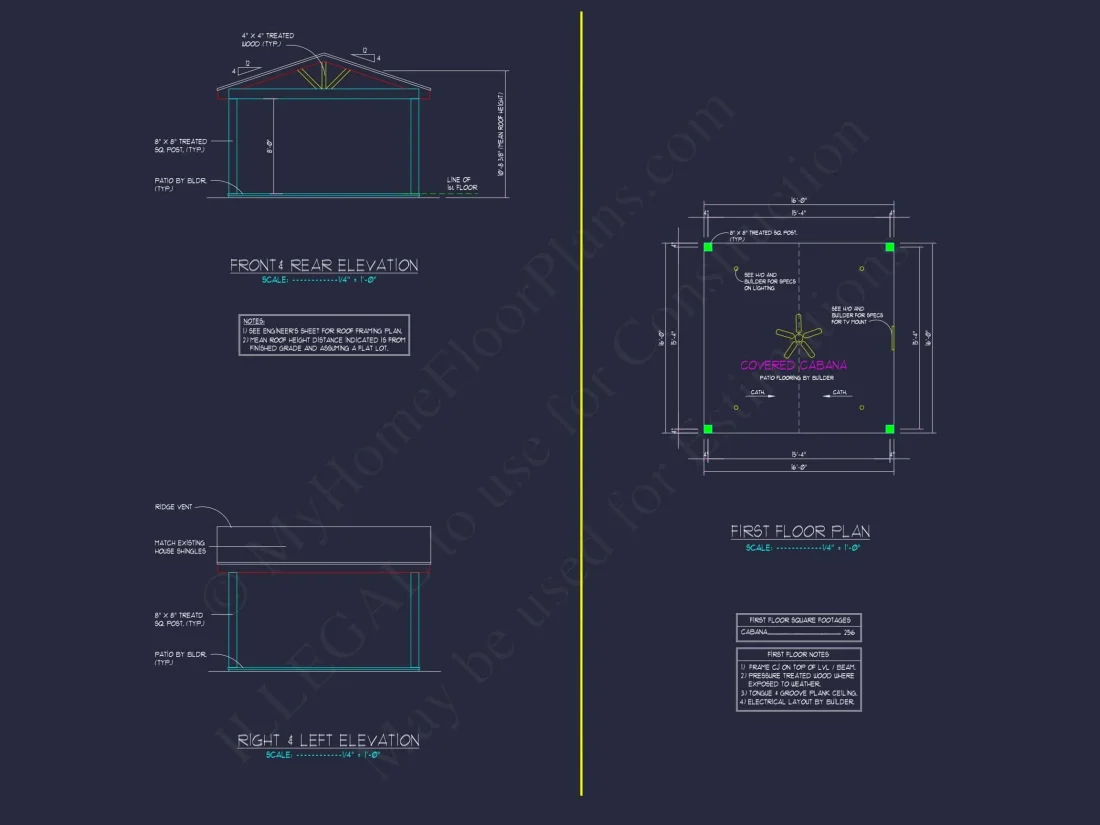 Compact Cabana House Plan with CAD Files and Outdoor Living