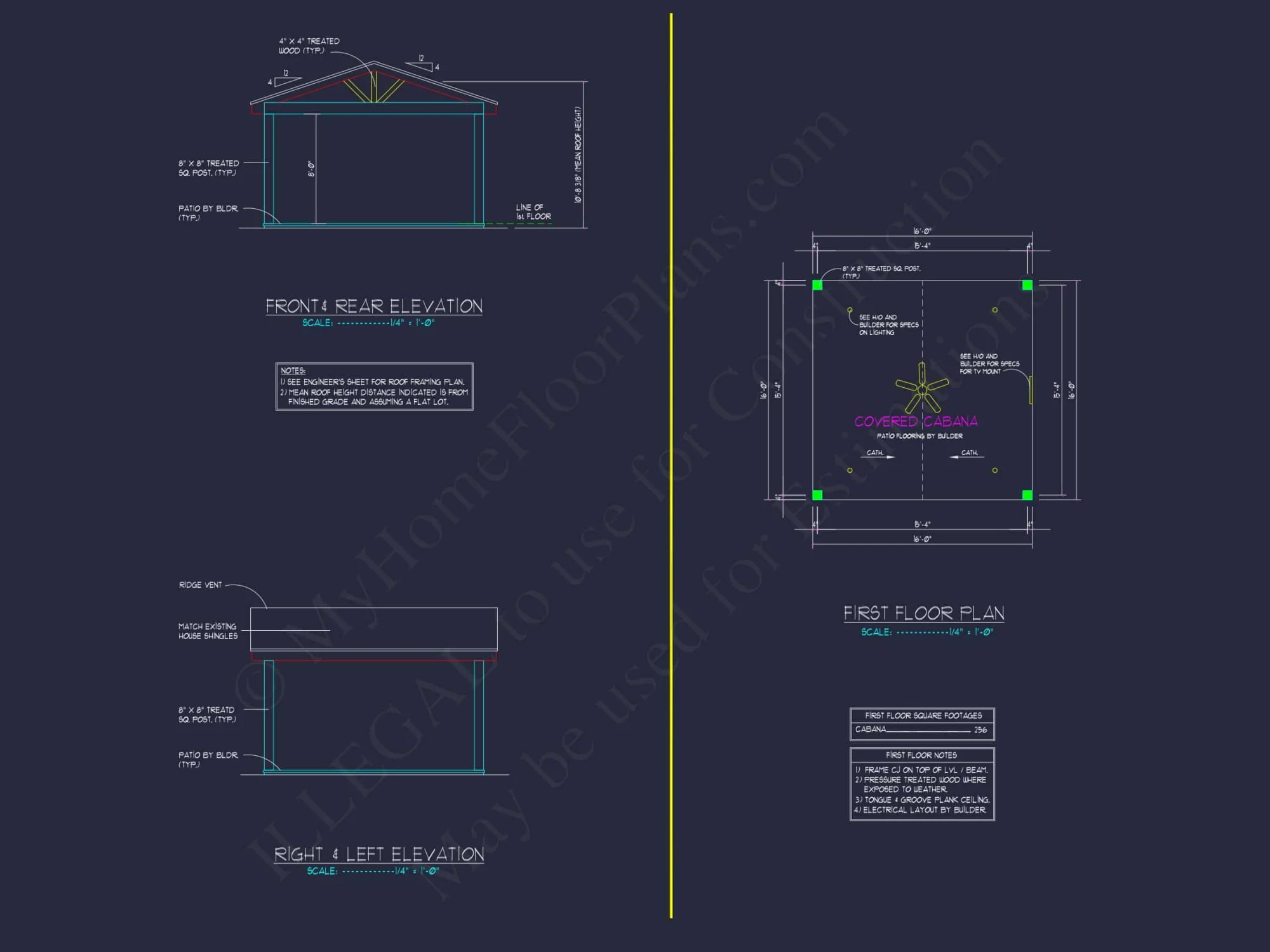 Compact Cabana House Plan with CAD Files and Outdoor Living