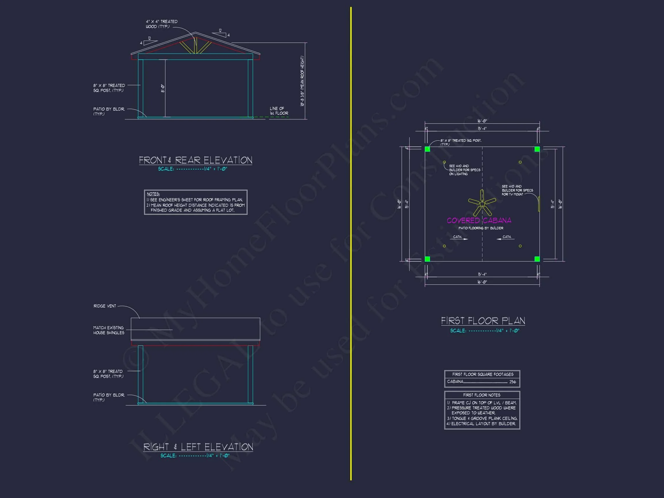 16-1112 CABANA PLAN - Compact Cabana House Plan: Blueprints, CAD Designs, and More 5 Compact Cabana House Plan with CAD Files and Outdoor Living