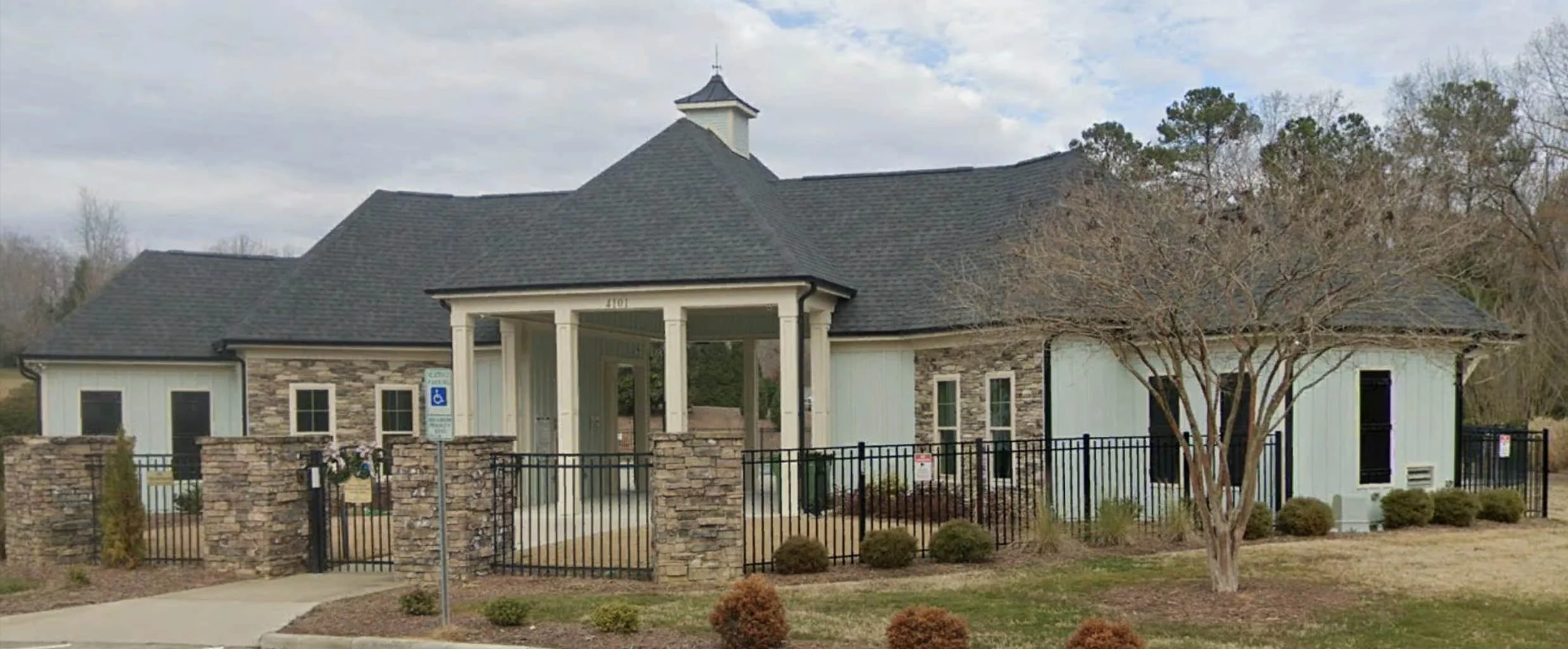 Clubhouse Floor Plan with Pool Pavilion and Craftsman Architectural Style