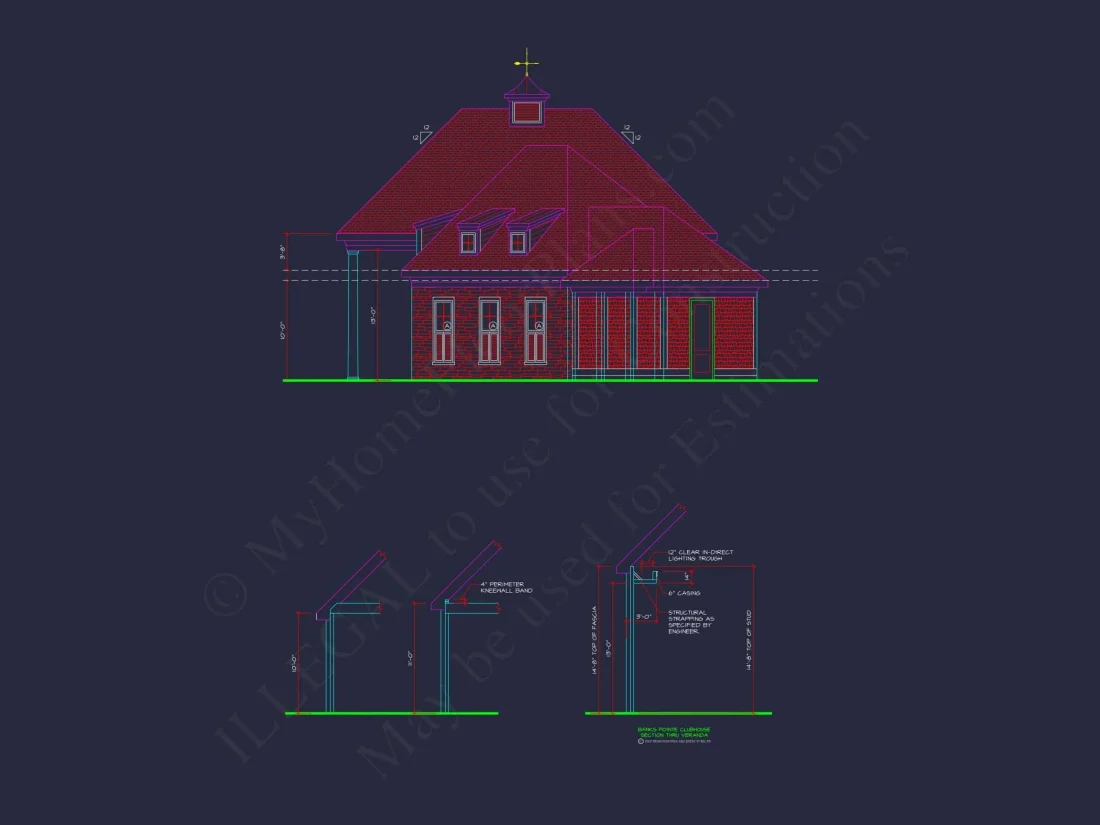 Clubhouse Floor Plan with Pool Pavilion and Craftsman Architectural Style