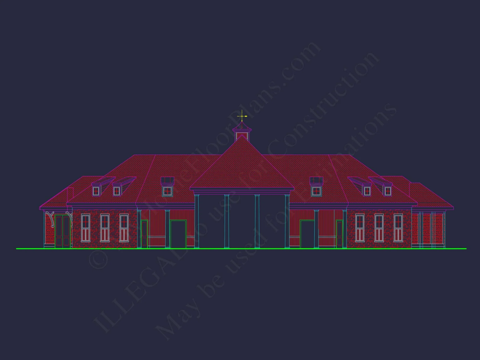 Clubhouse Floor Plan with Pool Pavilion and Craftsman Architectural Style