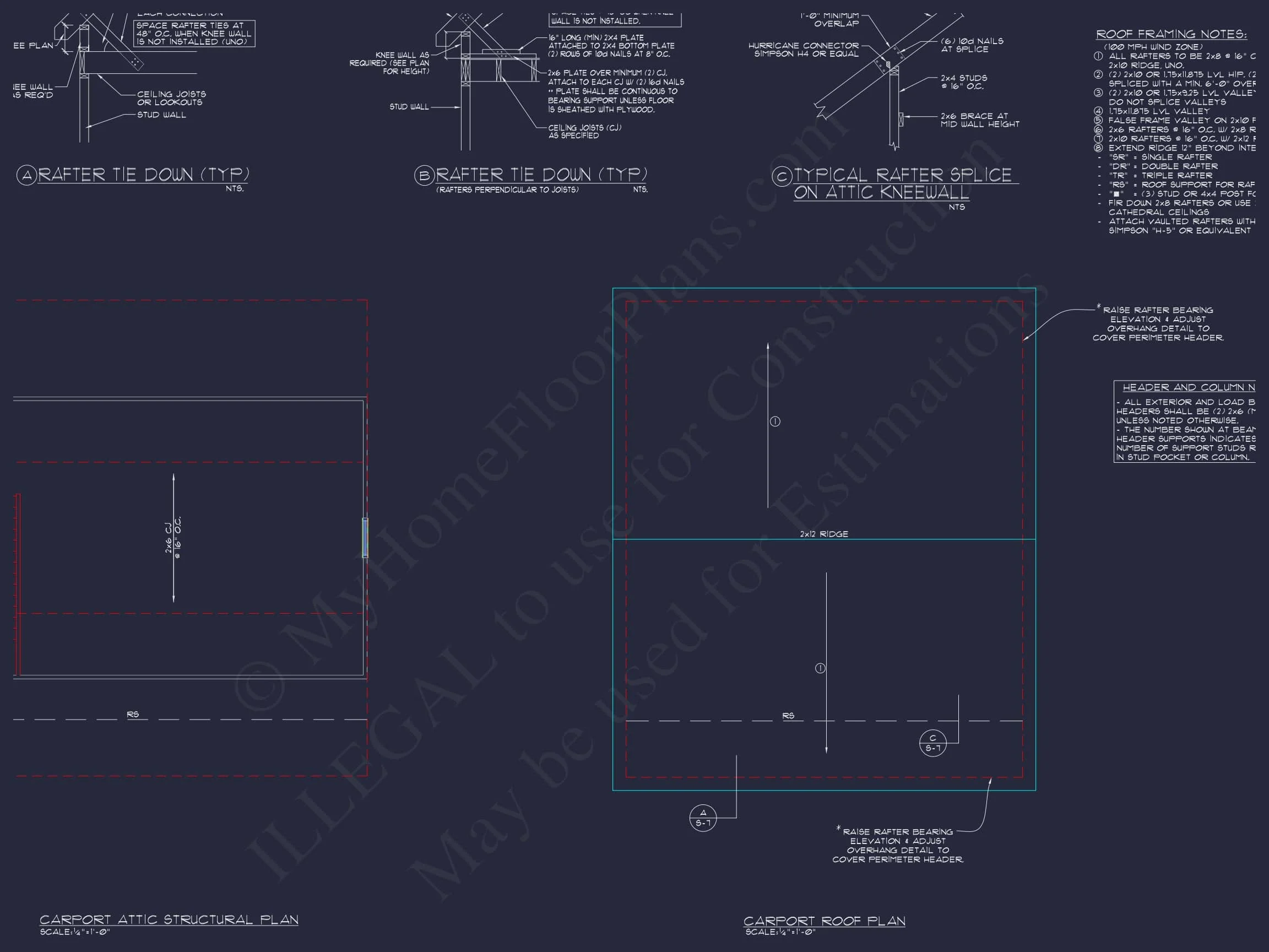 8-1980 CARPORT GARAGE PLAN - Spacious Garage Plan with Workshop - Architectural Design Blueprint 3 Spacious Garage Plan with Workshop - Architectural Design Blueprint