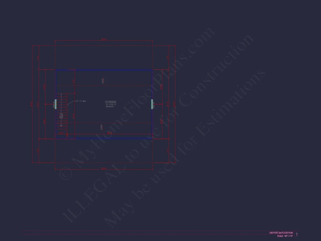 Spacious Garage Plan with Workshop - Architectural Design Blueprint