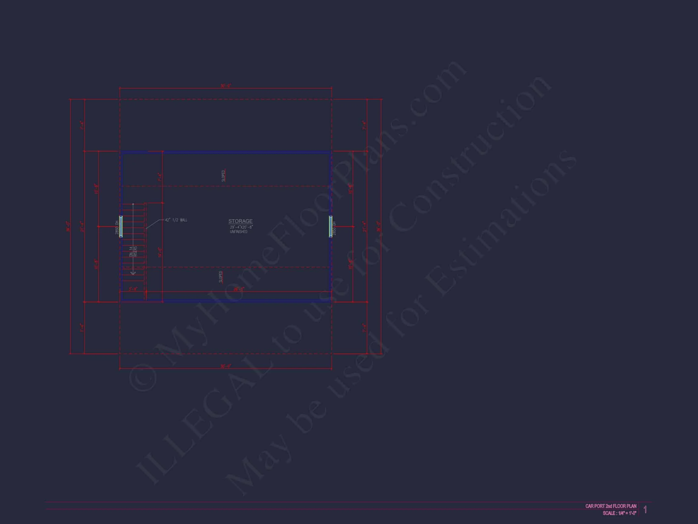 8-1980 CARPORT GARAGE PLAN - Spacious Garage Plan with Workshop - Architectural Design Blueprint 6 Spacious Garage Plan with Workshop - Architectural Design Blueprint
