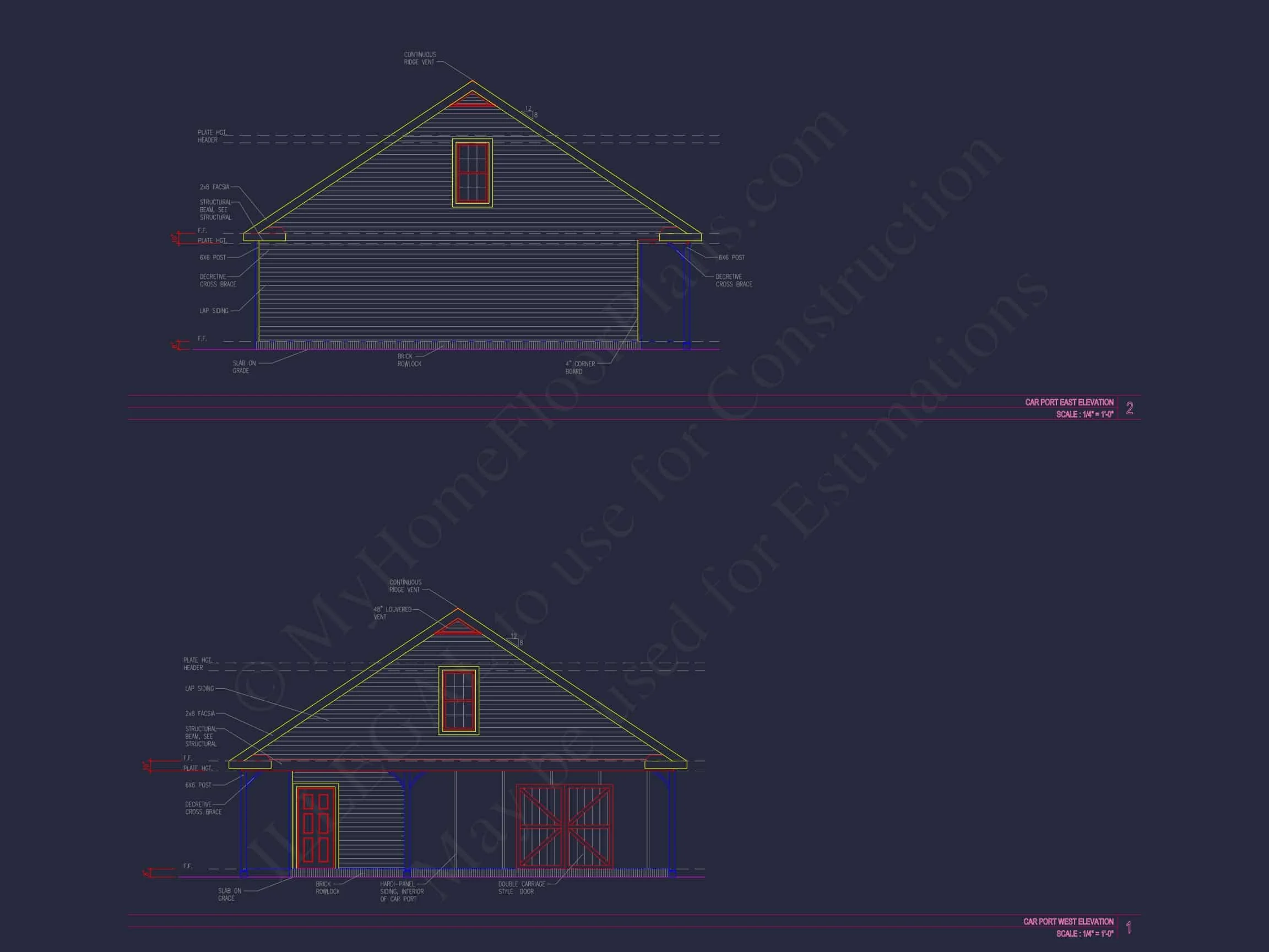 8-1980 CARPORT GARAGE PLAN - Spacious Garage Plan with Workshop - Architectural Design Blueprint 9 Spacious Garage Plan with Workshop - Architectural Design Blueprint