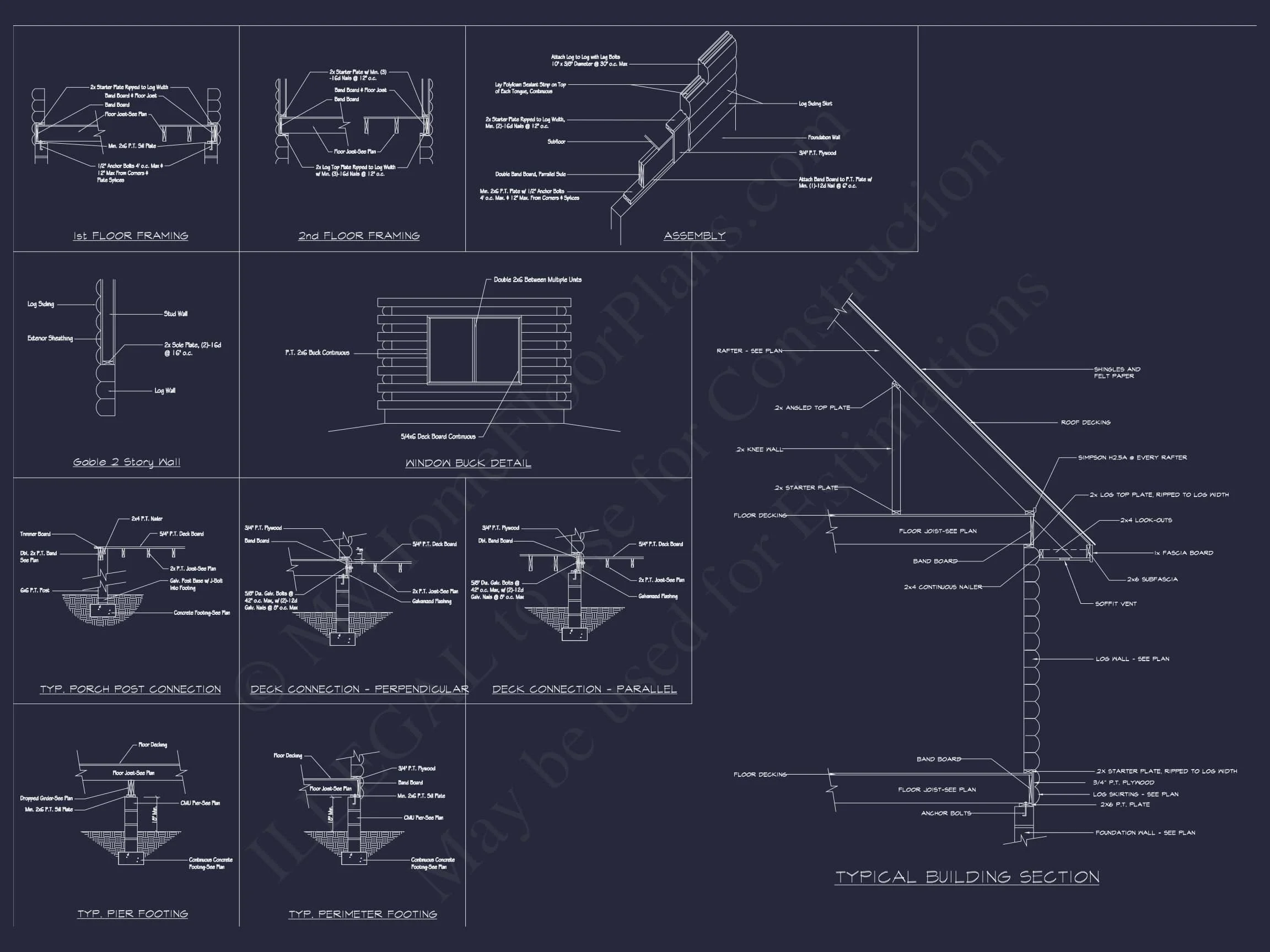 15-1306 HOUSE PLAN - Log Cabin House Plan with Spacious Floor Designs and CAD Blueprints 3 Charming Log Cabin House Plan with Open Floor Design and CAD Blueprints