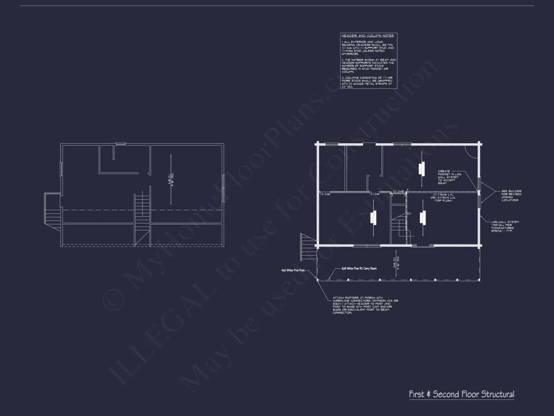 Charming Log Cabin House Plan with Open Floor Design and CAD Blueprints