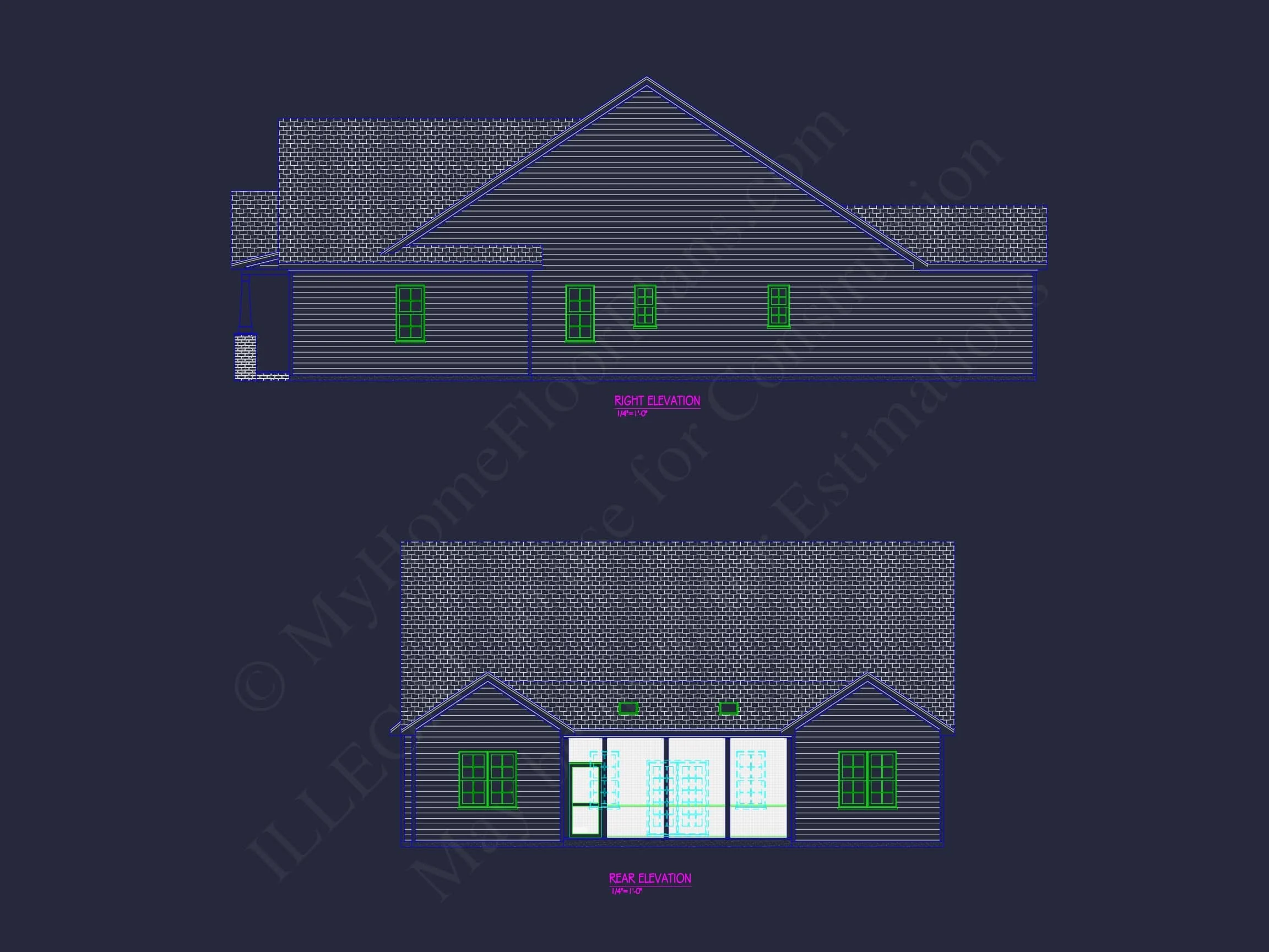 19-2215 HOUSE PLAN - House Plan Designs | 5-Bedroom CAD Floor Blueprint Architecture 9 Spacious 1-Story 5-Bedroom House Plan with Modern Craftsman Design