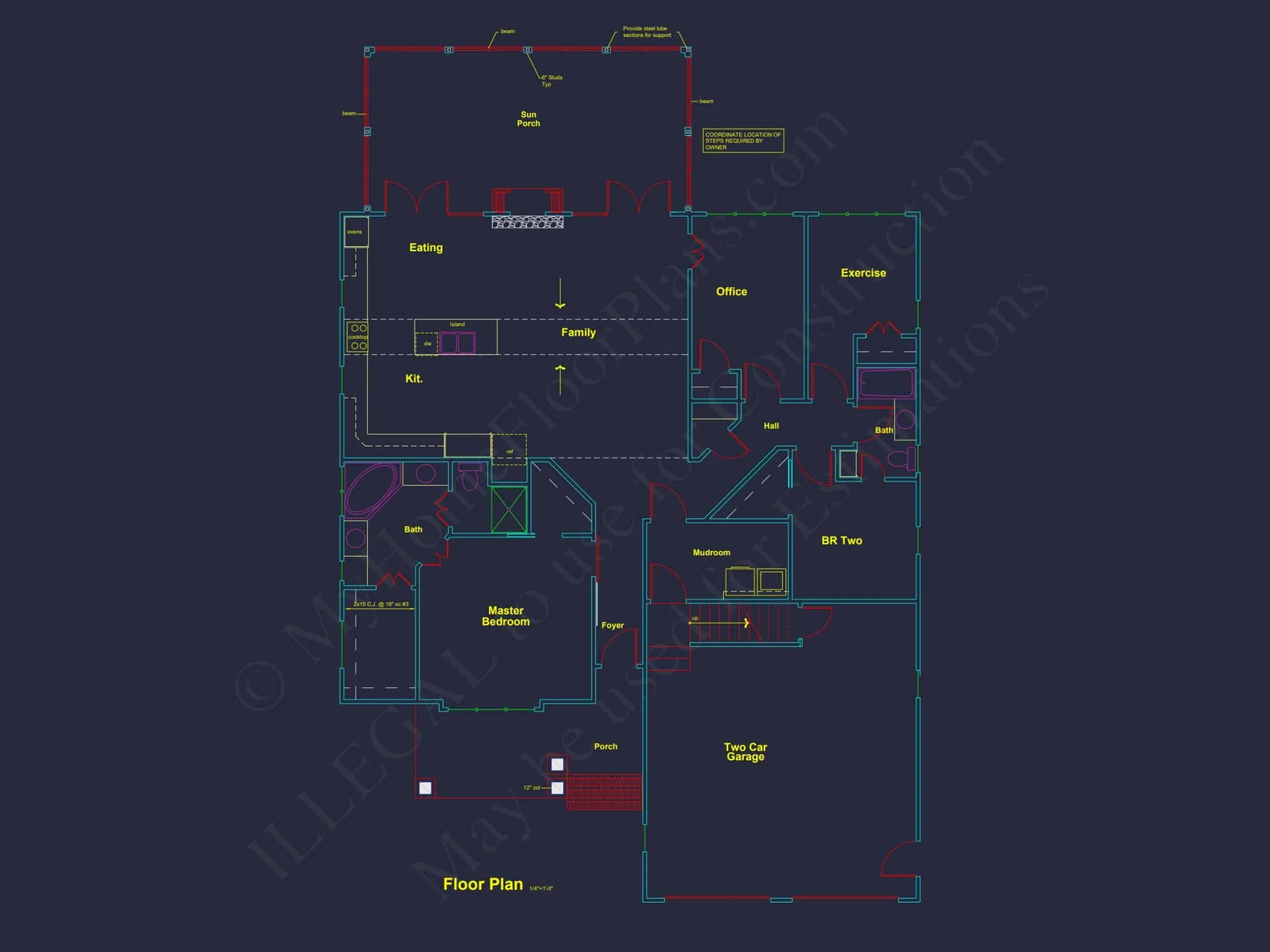 Craftsman Home Plan with Open Floor Plan and CAD Designs