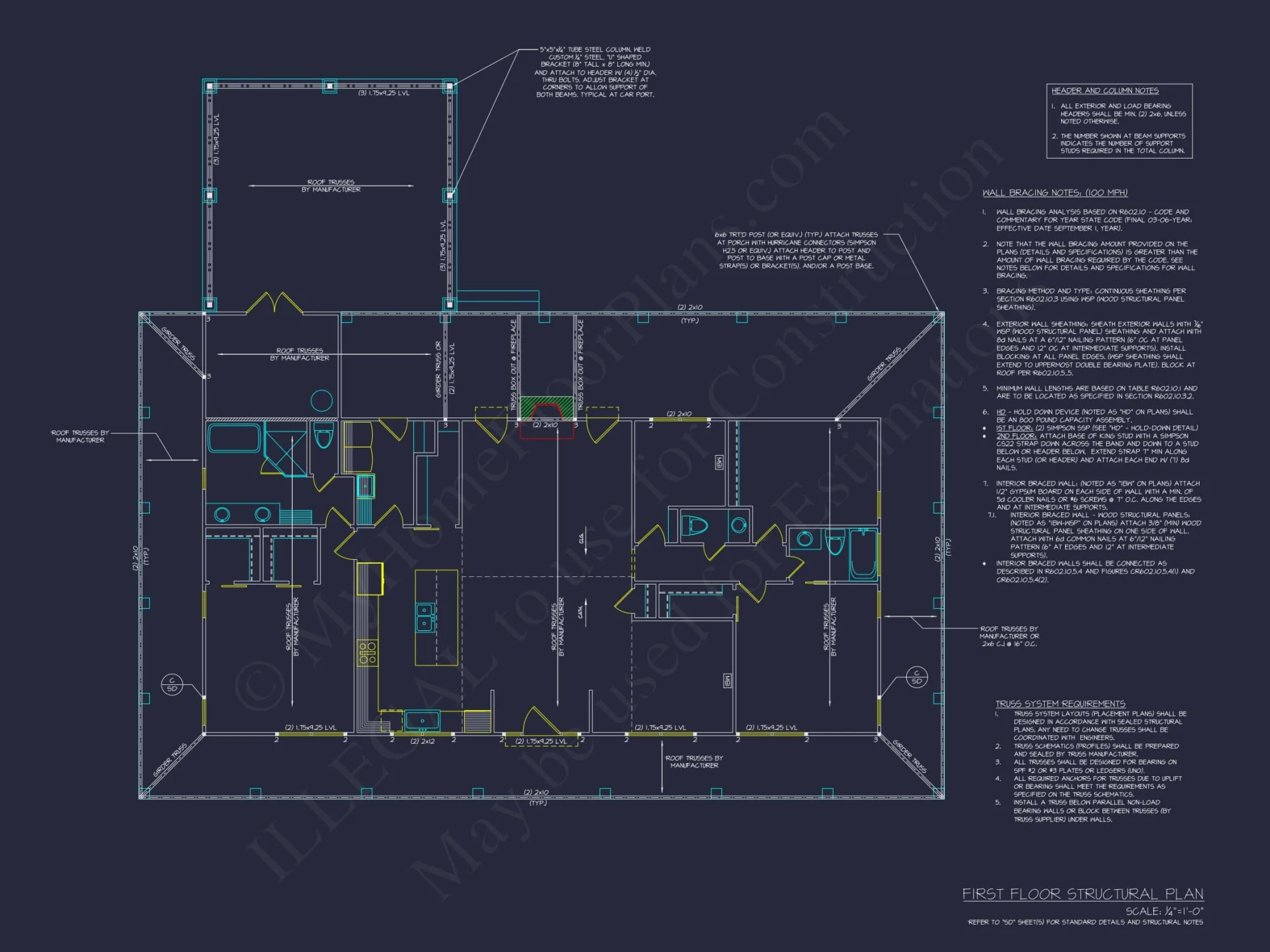 Efficient House Floor Plan 3 Bedrooms with Layout & CAD (5)