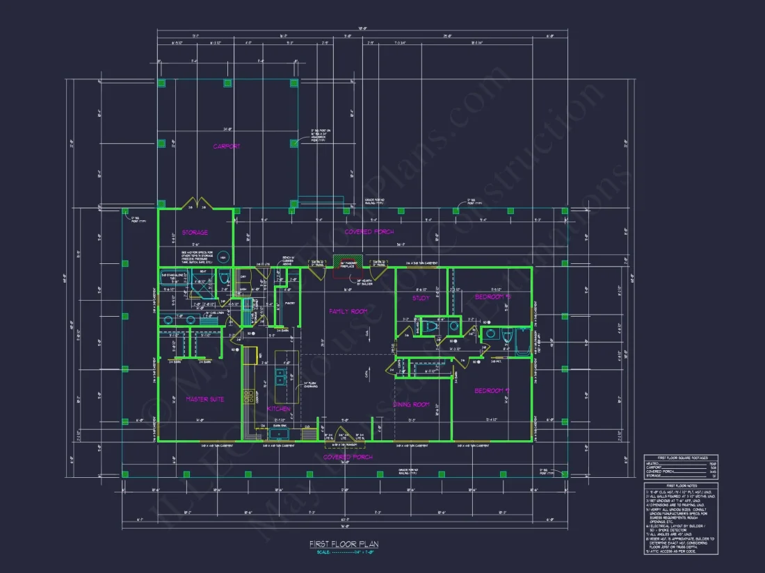 Efficient House Floor Plan 3 Bedrooms with Layout & CAD (5)