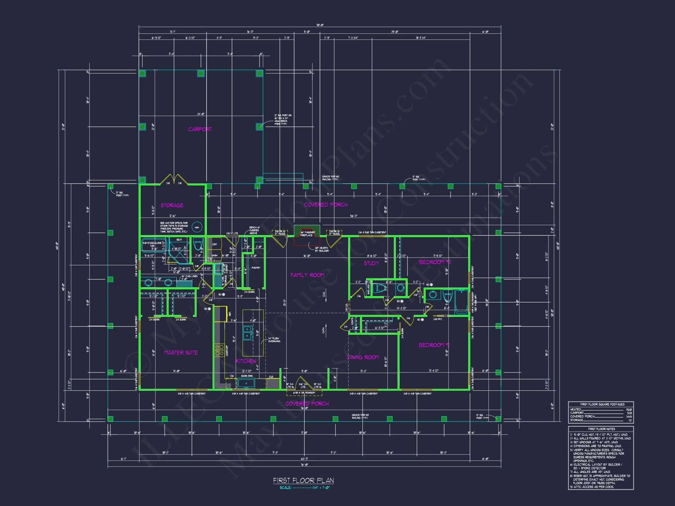 Efficient House Floor Plan 3 Bedrooms with Layout & CAD (5)