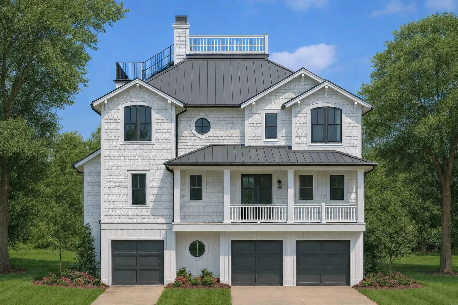 Coastal House Floor Plan with CAD Blueprints & Elegant Outdoor Living