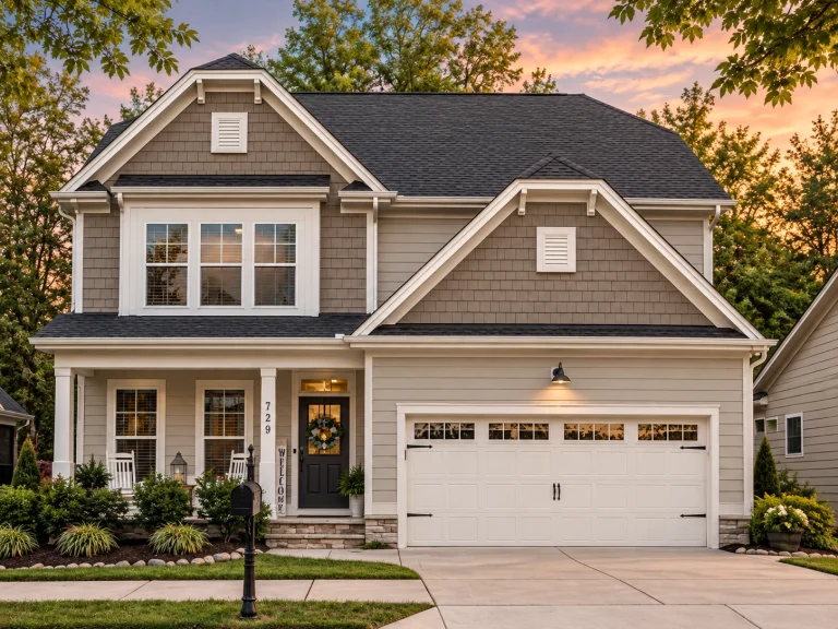 3 Bedroom House Plans 6 Front elevation of a Traditional Craftsman and New American style home featuring cedar shake accents, horizontal lap siding, and a two-car garage